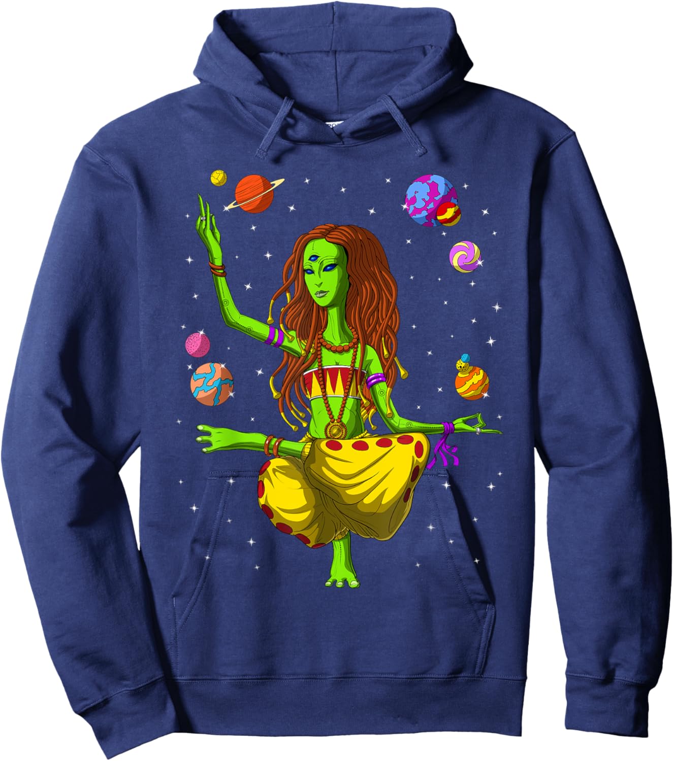 Hippie Alien Yoga Zen Meditation Psychedelic Spiritual Women Hoodie - Hoodie | Navy