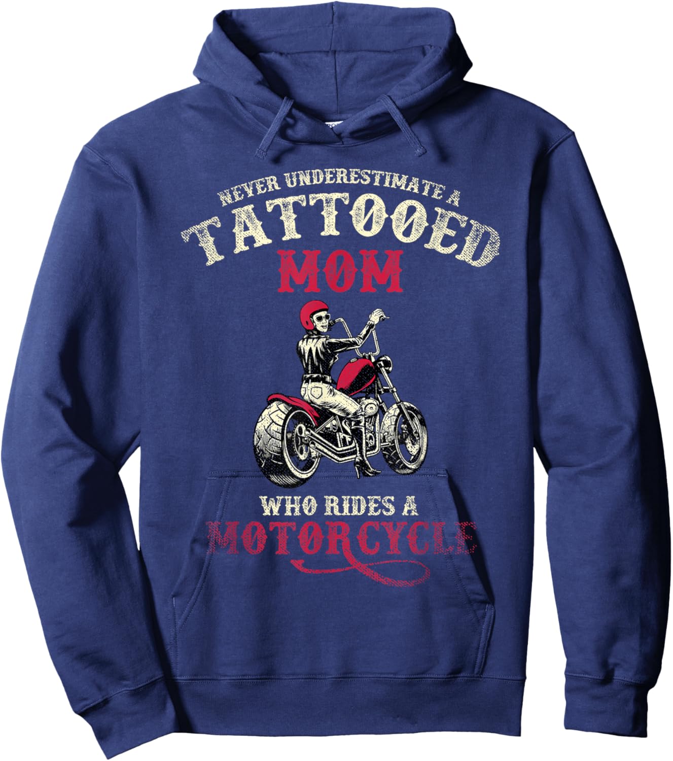 A Tattooed Mom Who Rides A Motorcycle Inked Women Gift Biker Hoodie - Hoodie | Navy