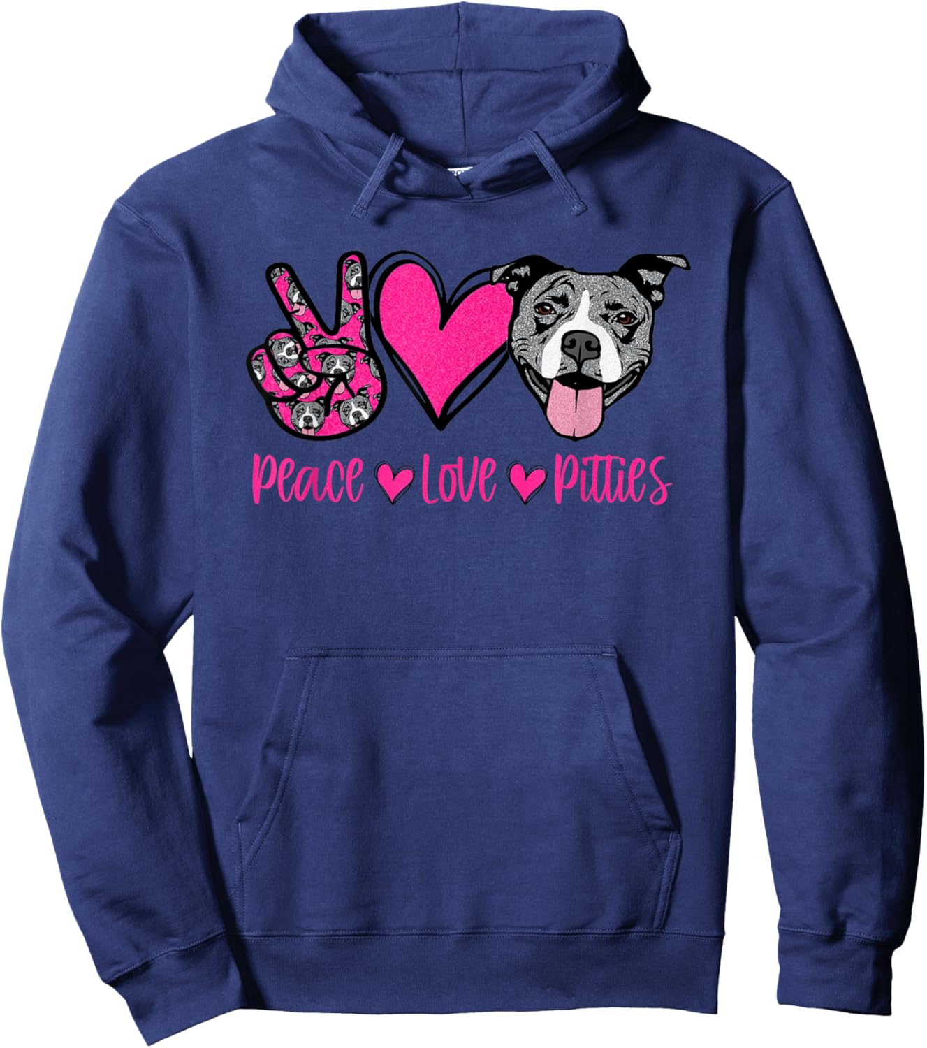 Peace Love Pitbulls Dog Lover Pitbull Women Pittie Mom Pet Hoodie - Hoodie | Navy