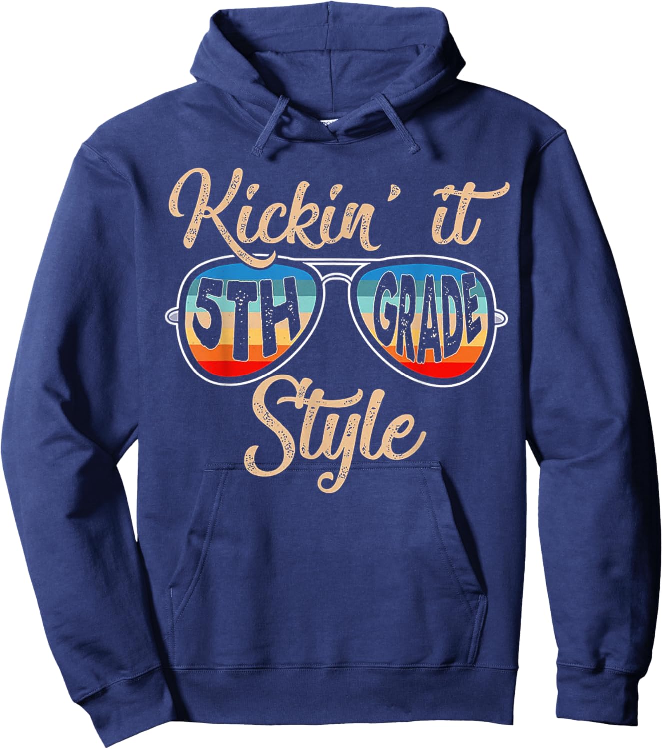 Retro Vintage Kickin' It 5th Grade Sunglasses Hoodie - Hoodie | Navy