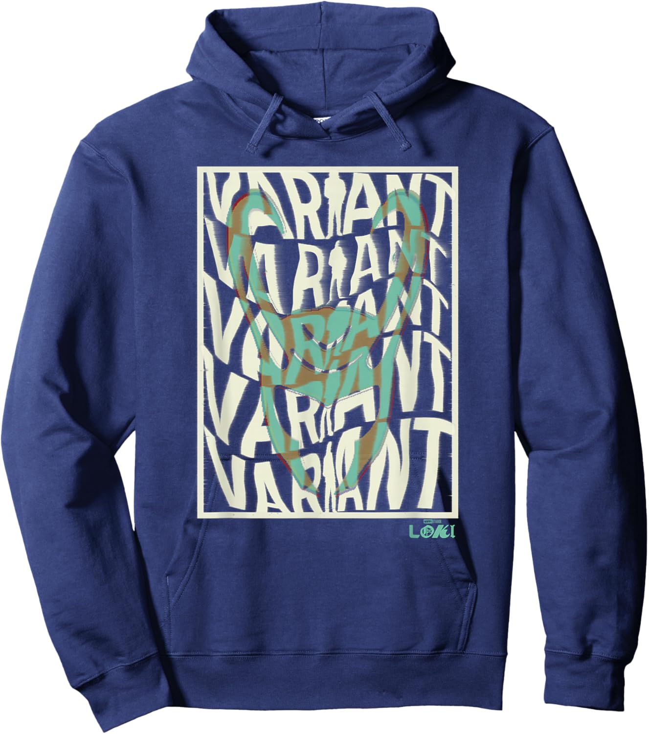 Marvel Loki Variant Word Stack Square Loki Horns Hoodie - Hoodie | Navy