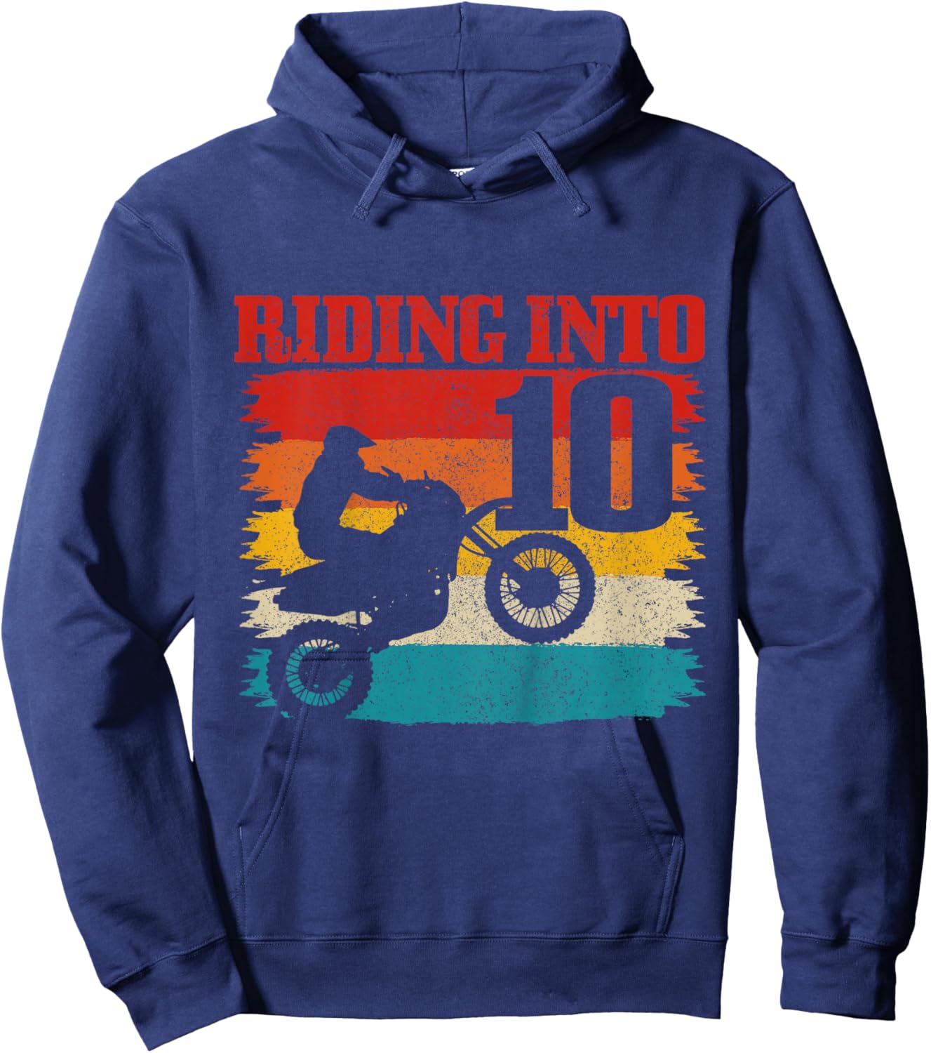 Riding Into 10 Motocross 10th Birthday Dirt Bike Enduro Hoodie - Hoodie | Navy