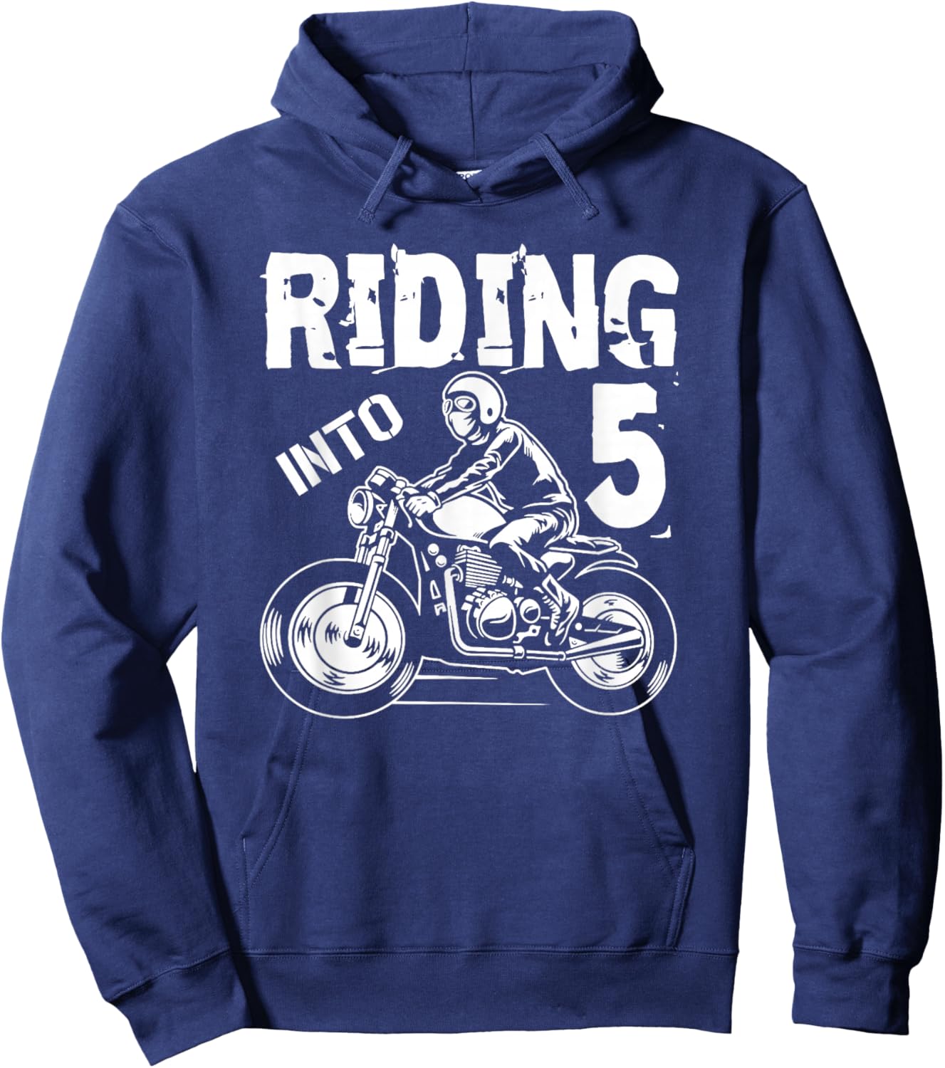 Riding Into 5 Years Old 5th Birthday Kids Motorcycle Party Hoodie - Hoodie | Navy