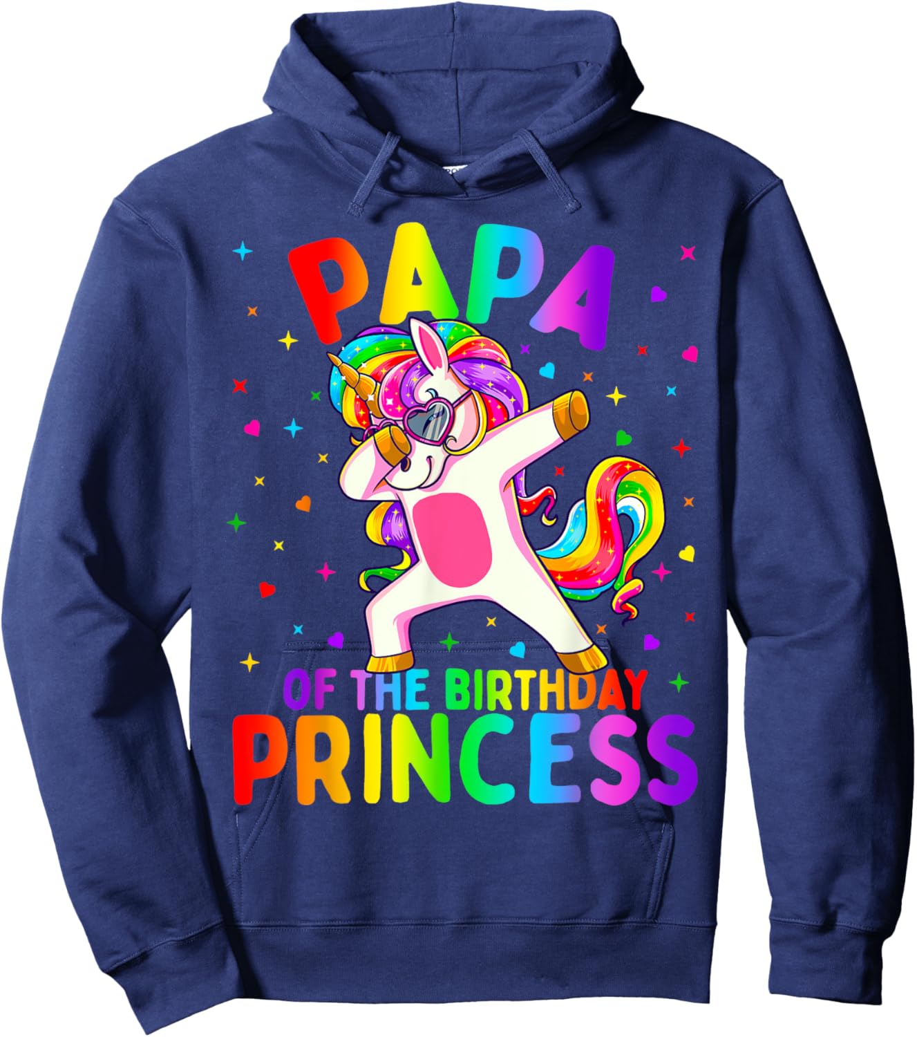 Papa of the Birthday Princess Girl Dabbing Unicorn Hoodie - Hoodie | Navy