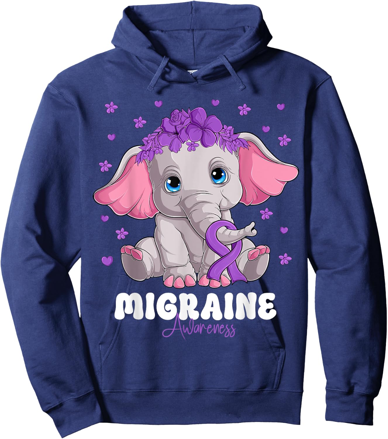 Purple Ribbon Survivor Warrior Migraine Awareness Hoodie - Hoodie | Navy