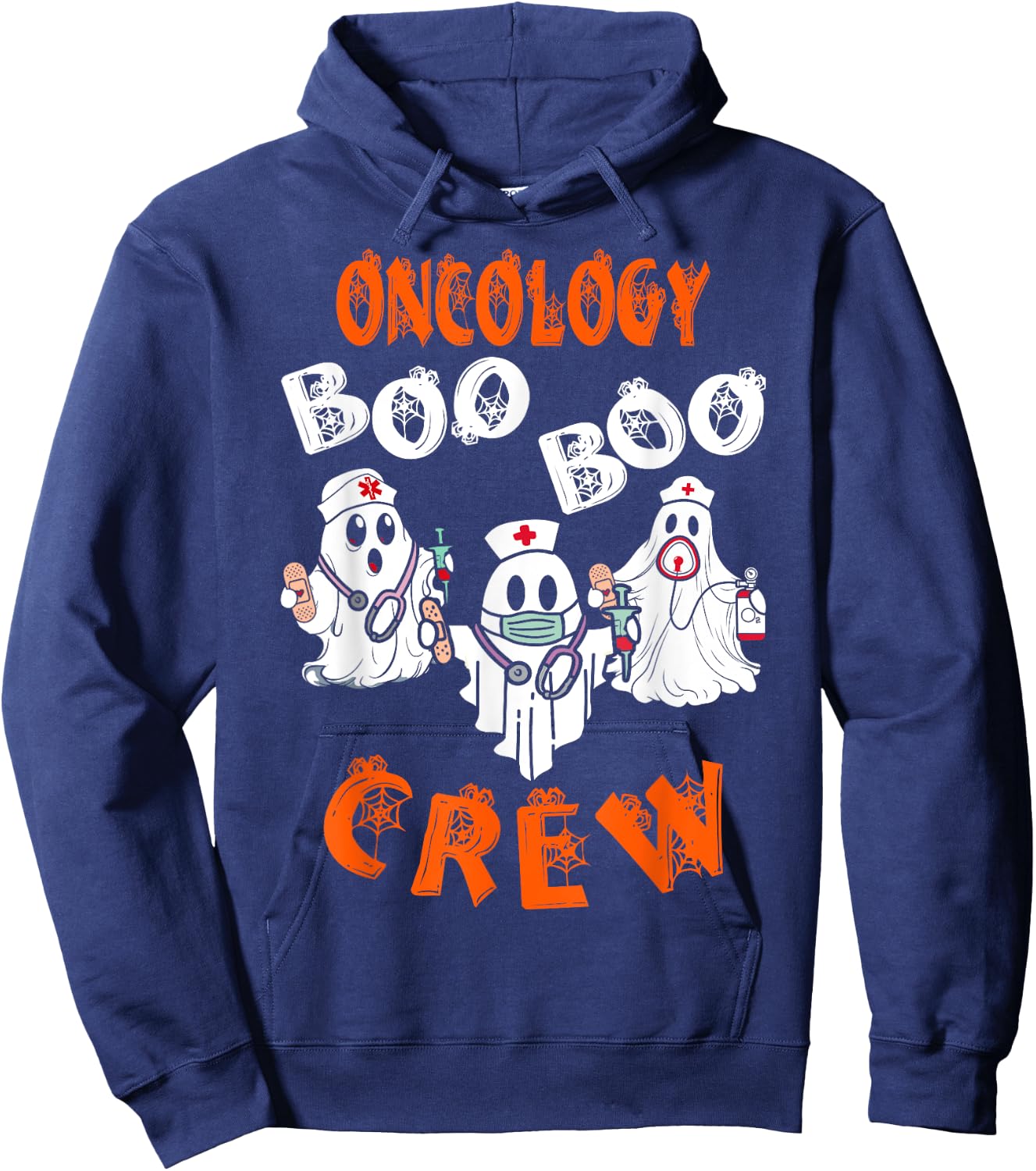 Boo Oncology Nurse Crew Ghost Halloween Costumes Hoodie - Hoodie | Navy