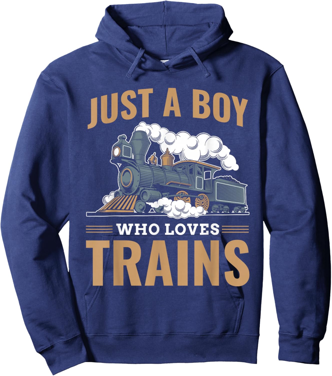 Just A Boy Who Loves Trains Model Railroad Train Locomotive Hoodie - Hoodie | Navy