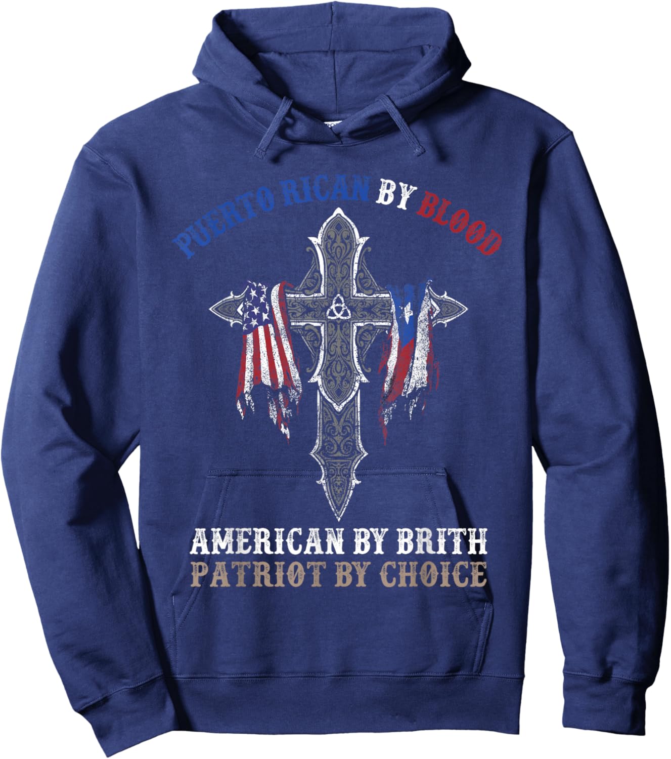 Puerto Rican By Blood American By Birth Patriot By Choice Hoodie - Hoodie | Navy