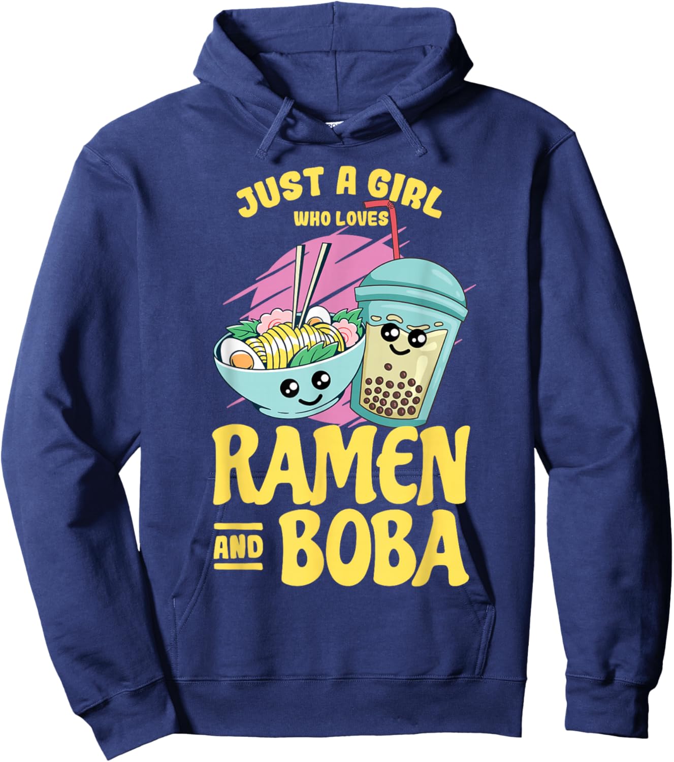 Just a Girl who Loves Ramen and Boba Bubble Tea Small Hoodie - Hoodie | Navy