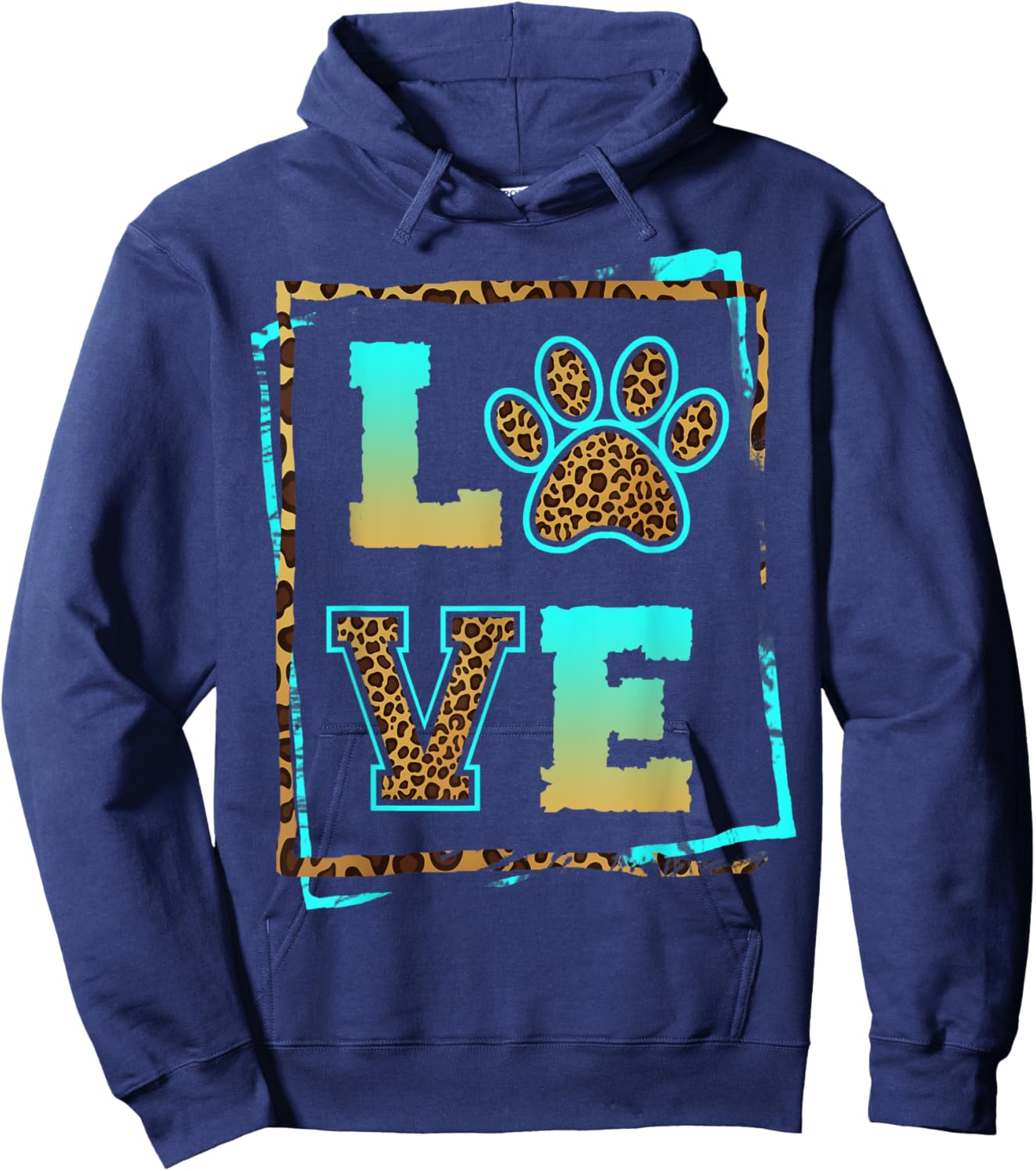 Love Paw Pet Owner Dog Mom Fur Mama Leopard Print Women Gift Hoodie - Hoodie | Navy