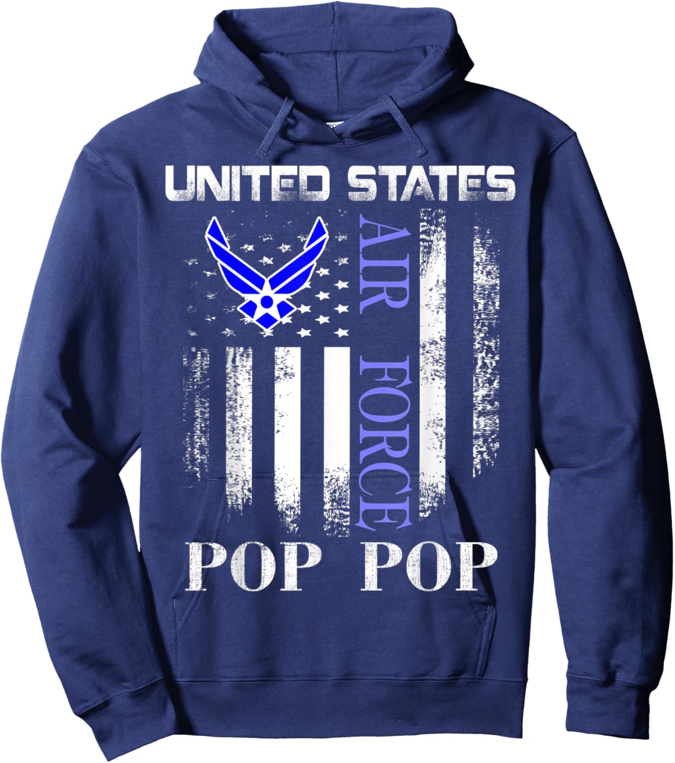 Vintage United States Air Force Pop Pop With American Flag Hoodie - Hoodie | Navy