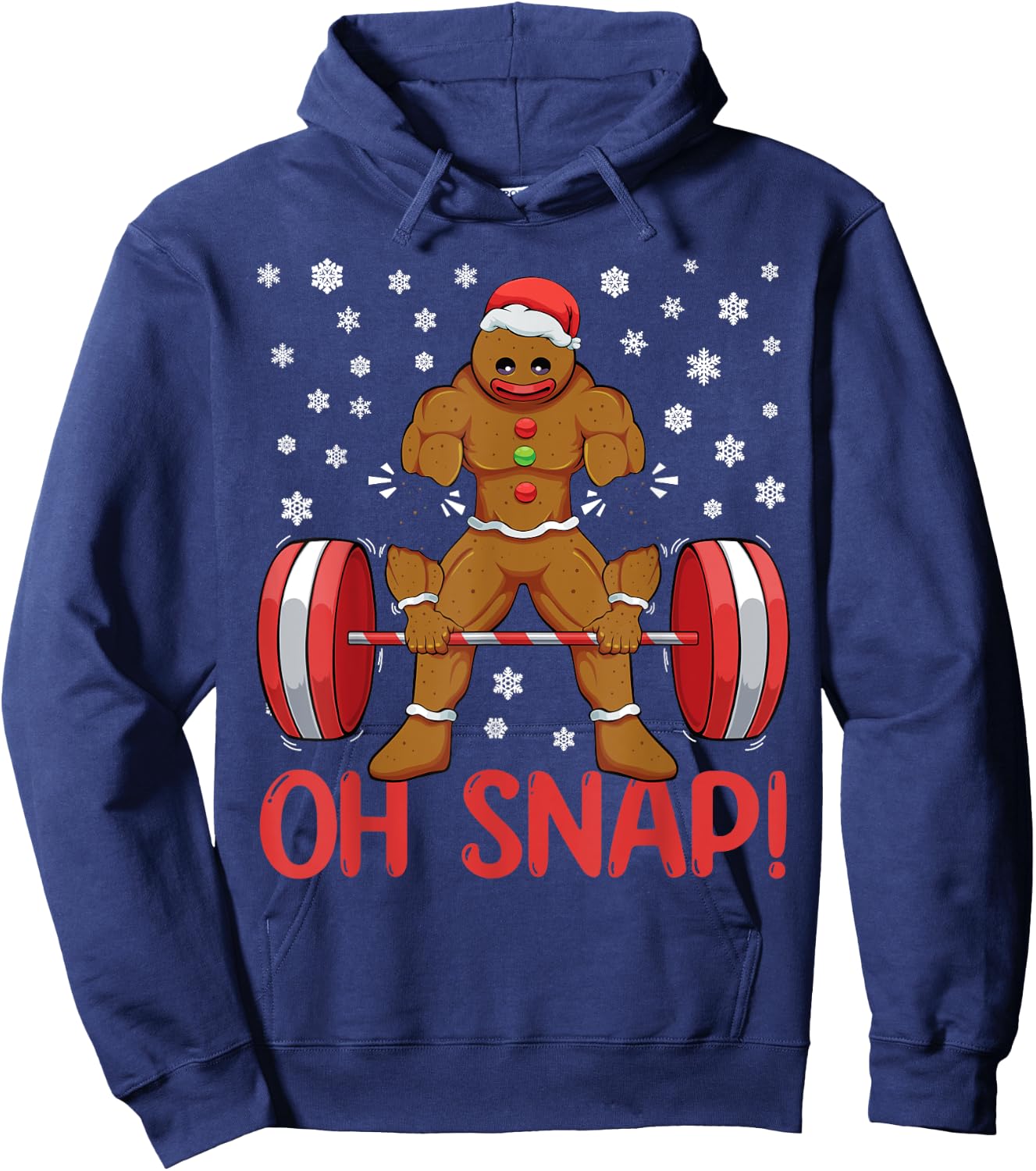 Christmas Deadlifts Workout Oh Snap Gingerbread Man Gym Hoodie - Hoodie | Navy