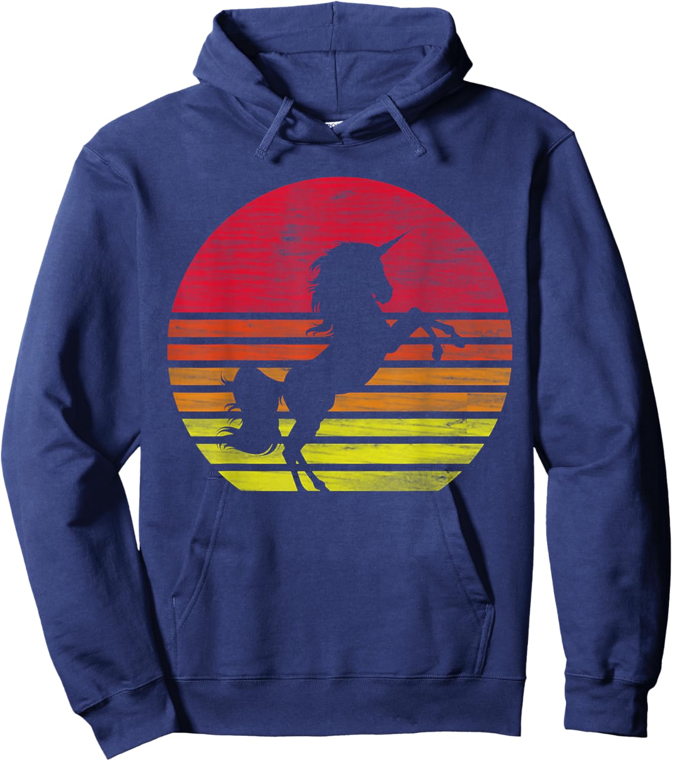 Einhrner Geschenke Retro Unicorn Silhouette - -Adults, Black, Small Hoodie - Hoodie | Navy
