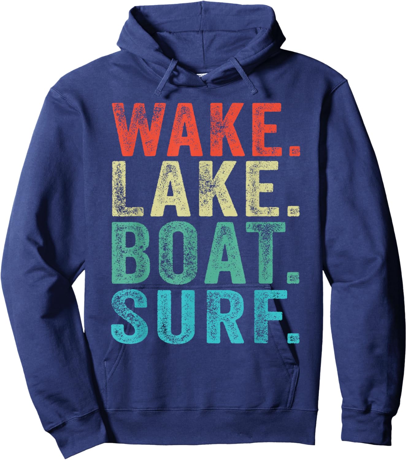 Wake Lake Boat Surf Surfing Surfboards Beach Retro Vintage Hoodie - Hoodie | Navy