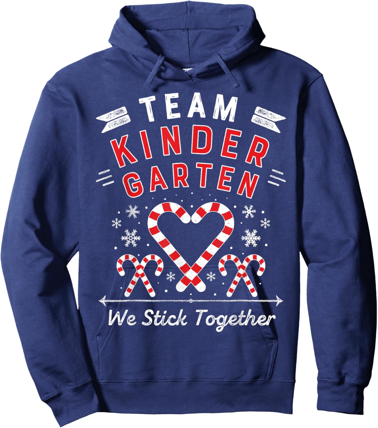 Team Kinder garten Christmas Candy Cane Kindergarten Teacher Women Kids Hoodie - Hoodie | Navy