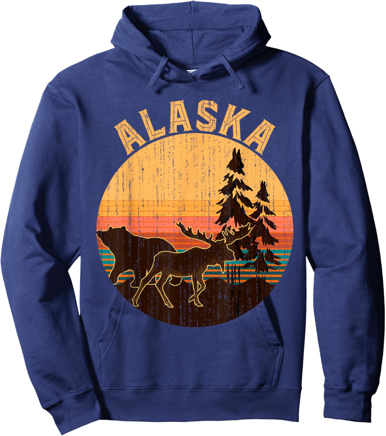 Nature Willdife Bear Moose Alaskan Animal Forest Alaska Hoodie - Hoodie | Navy
