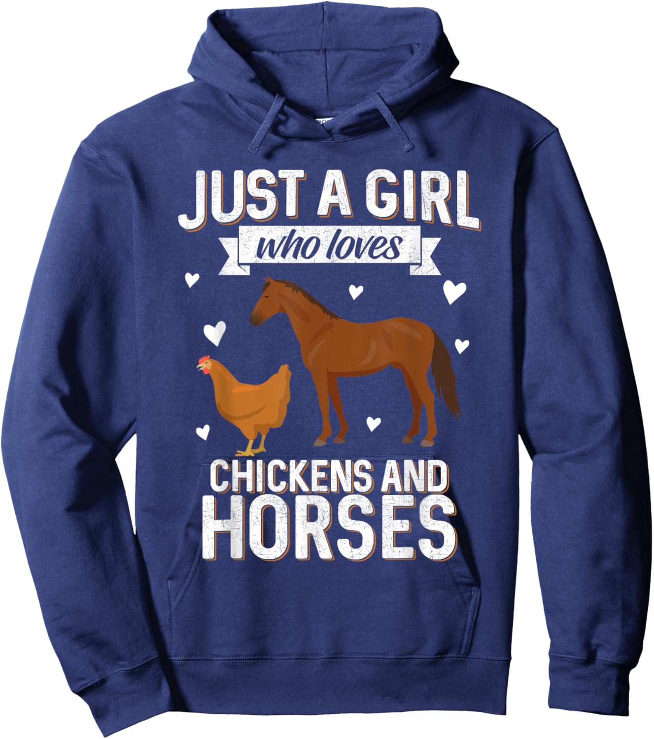 Just A Girl Who Loves Chickens Horse Lover Women Farmer Hoodie - Hoodie | Navy