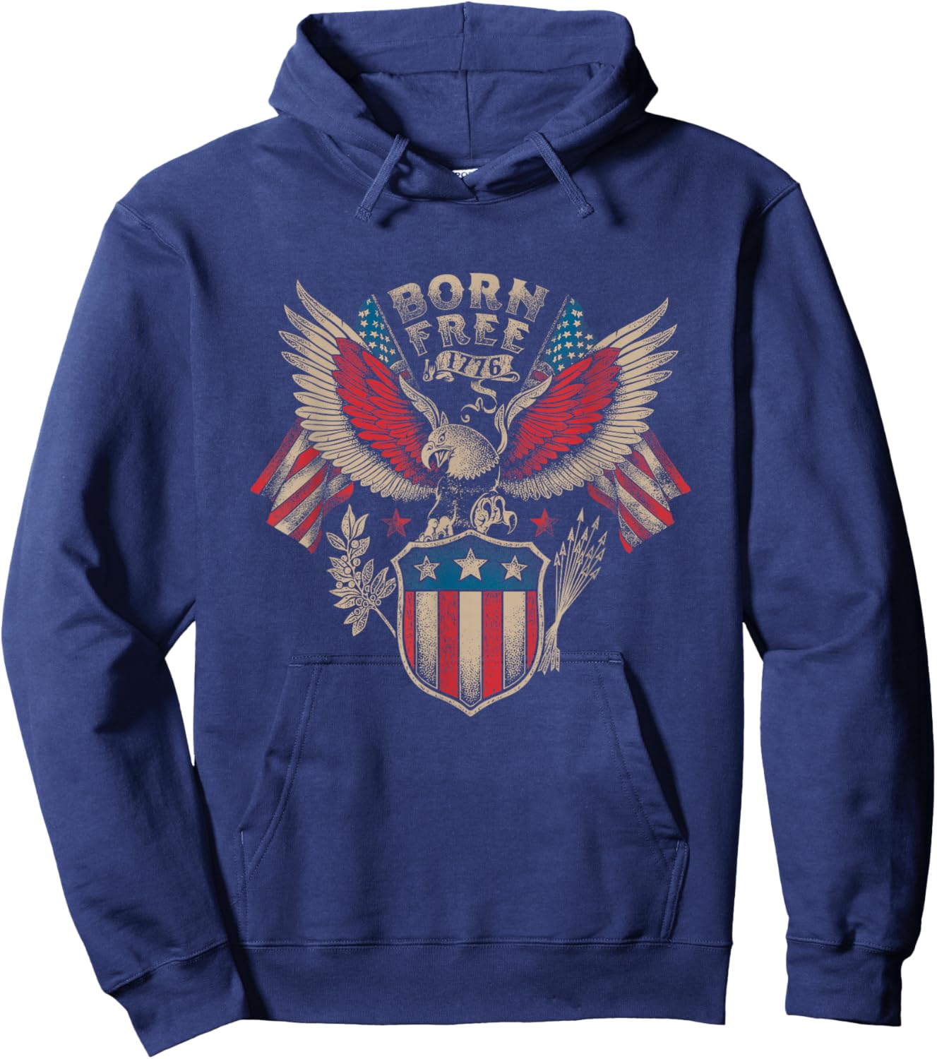 Born Free 1776 USA Patriot Eagle Hoodie - Hoodie | Navy
