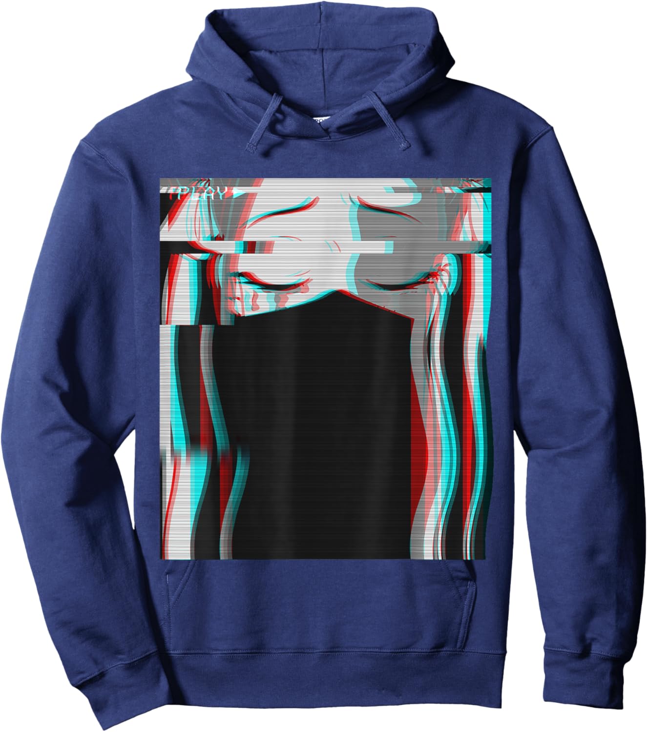 Vaporwave Aesthetic Sad Anime Girl Retro Eboy Egirl Harajuku Hoodie - Hoodie | Navy