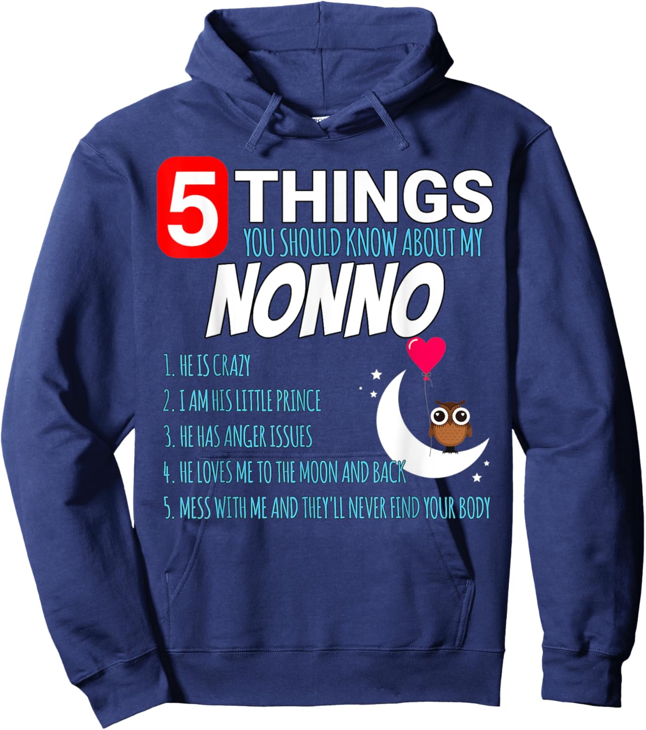 Nonno Proud funny 5 Things you should know about my Grandpa Hoodie - Hoodie | Navy