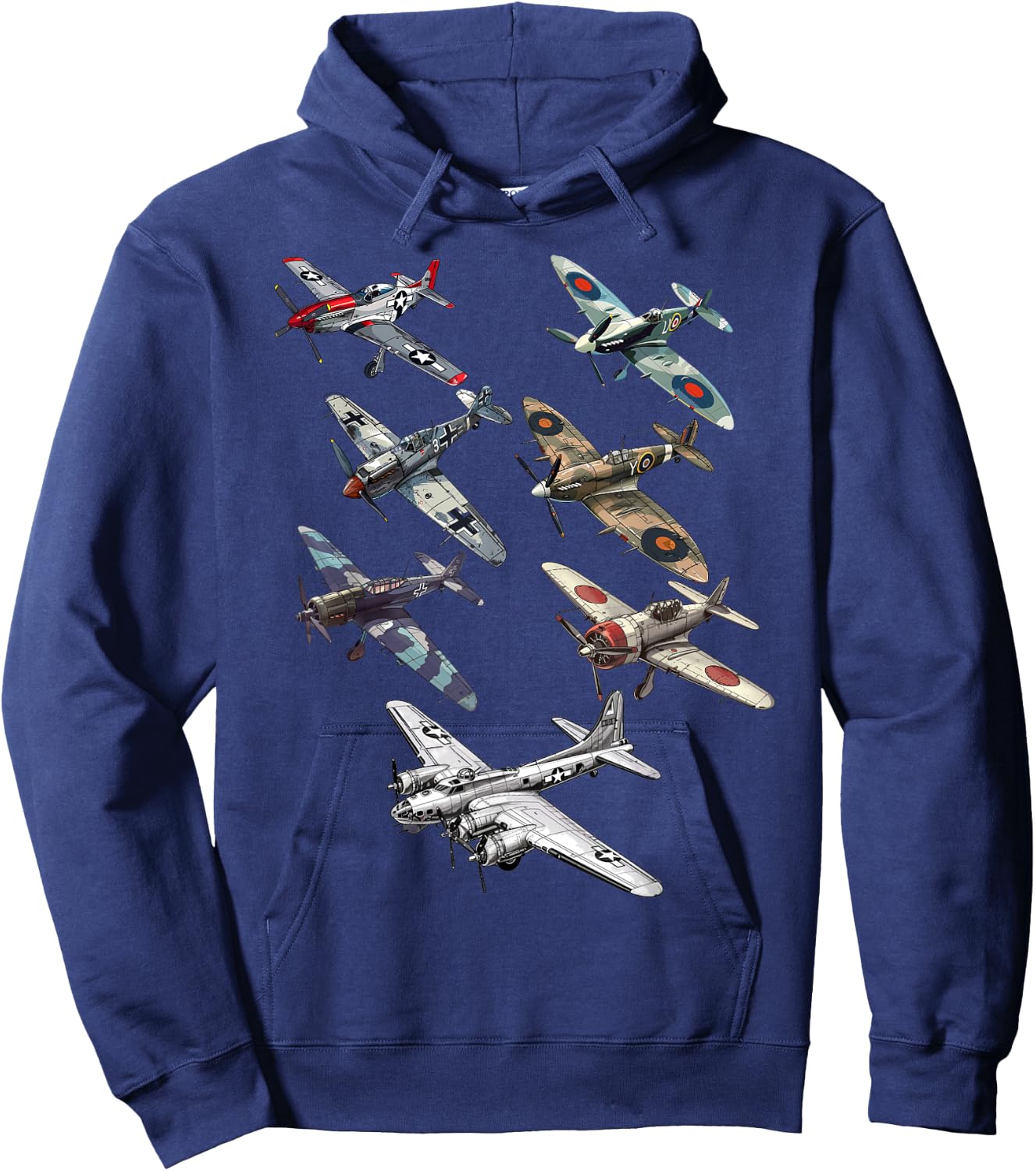 Military F&L Design Co. WW2 Warbirds P51 Messerschmitt B17 P40 Hobbyists , Small, Black Hoodie - Hoodie | Navy