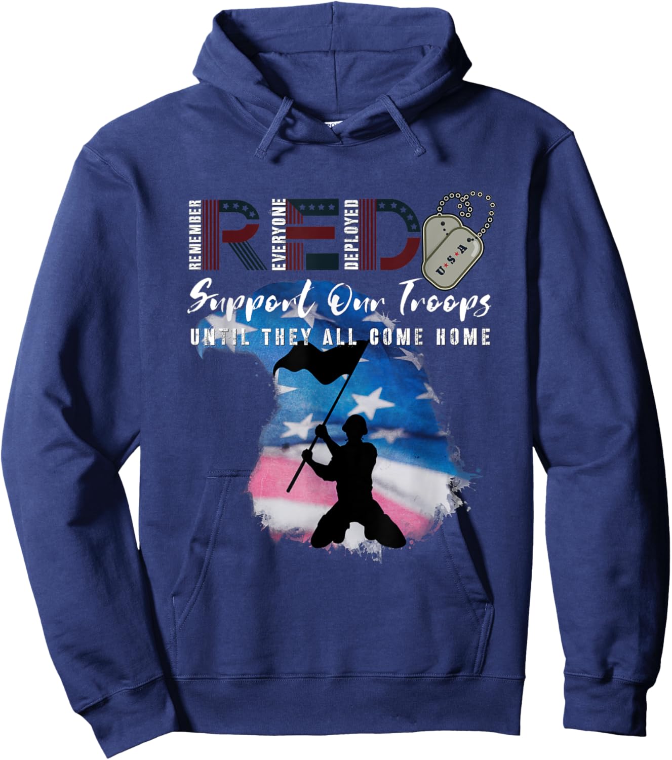 Red Friday Military We Wear Red Support Our troops US Flag Hoodie - Hoodie | Navy