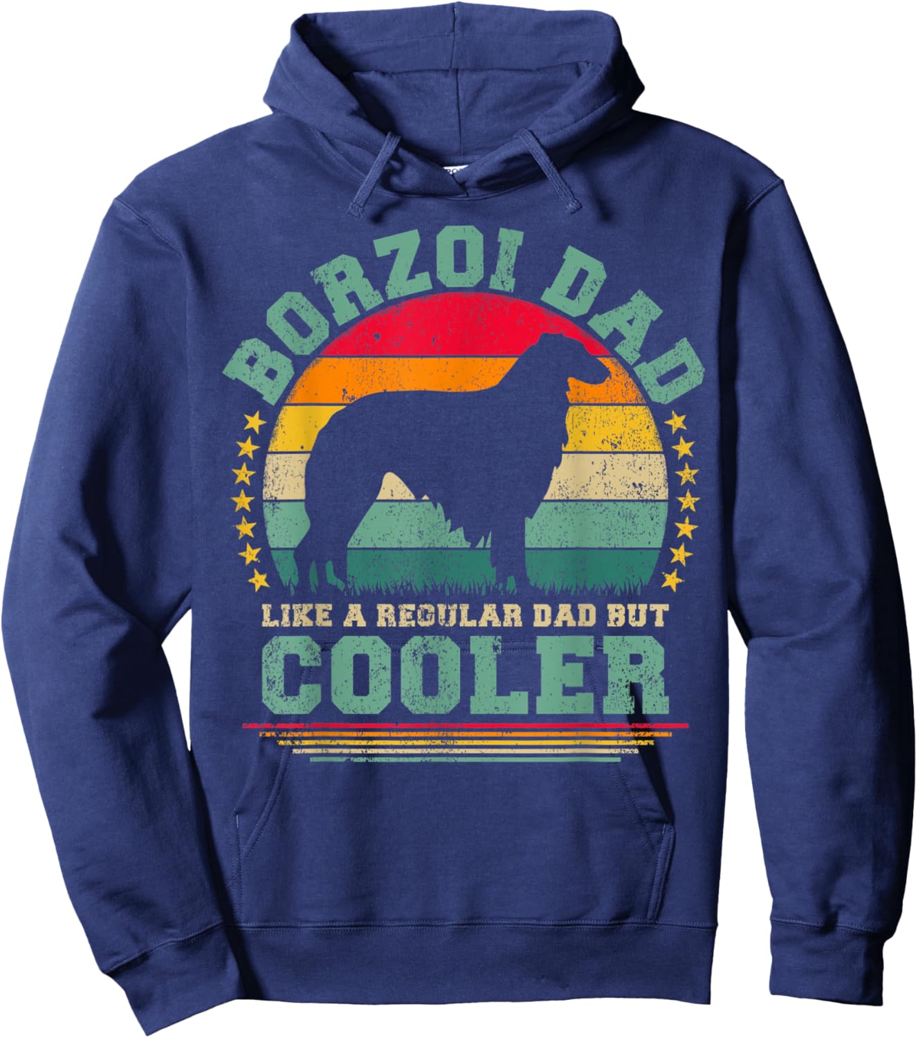 Borzoi Dad Like A Regular Dad But Cooler Father's Day Hoodie - Hoodie | Navy