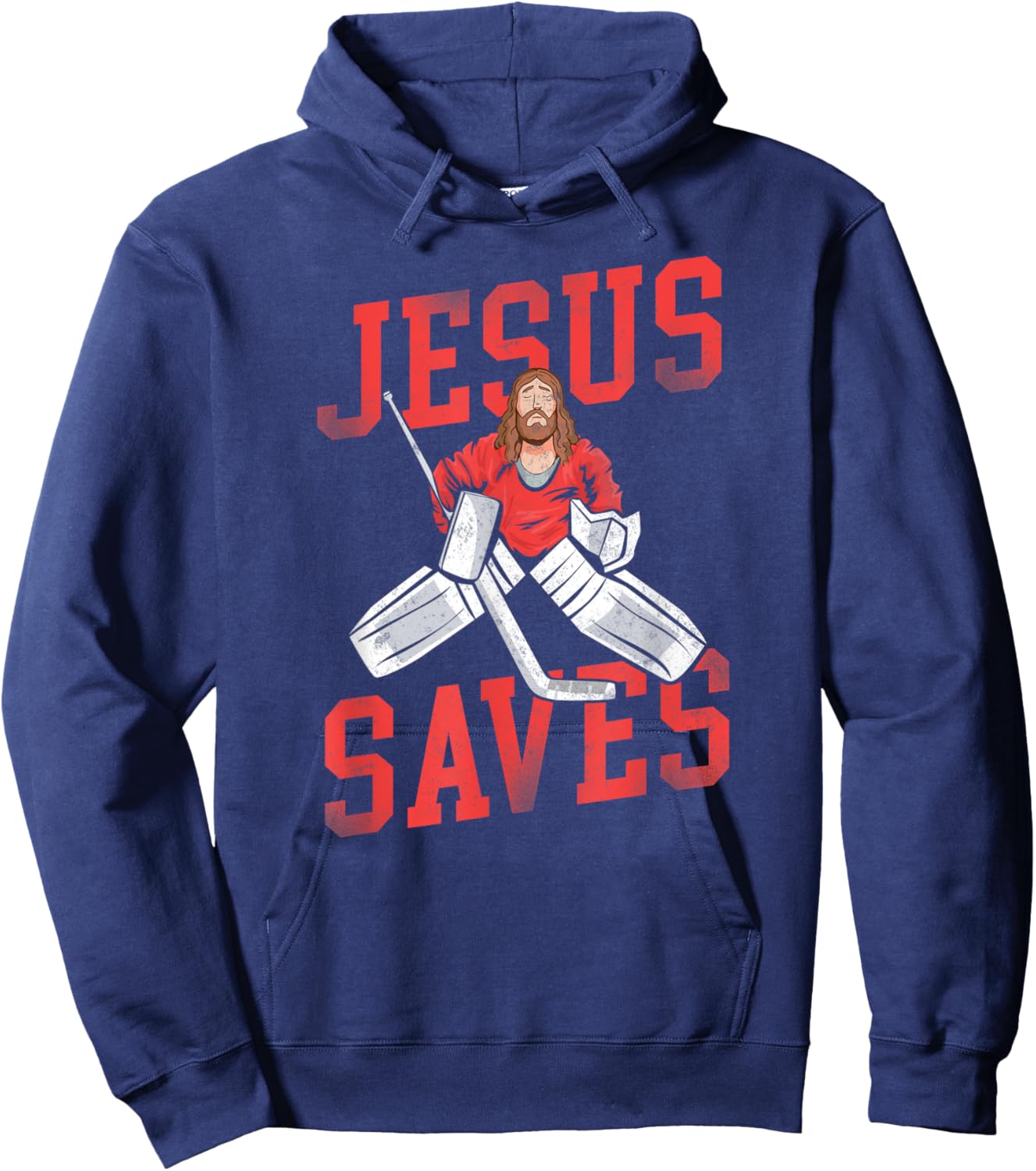 Ice Hockey Goalie Vintage Goalkeeper Jesus Hoodie - Hoodie | Navy