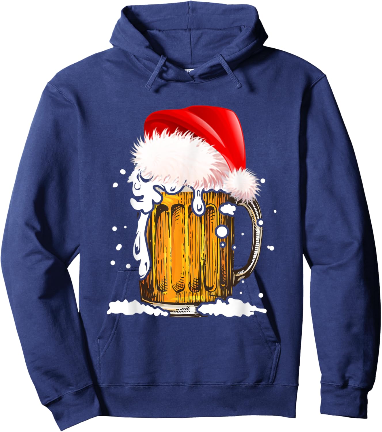 Beer Santa Hat Christmas Drinking Lover Alcohol Pajamas Hoodie - Hoodie | Navy