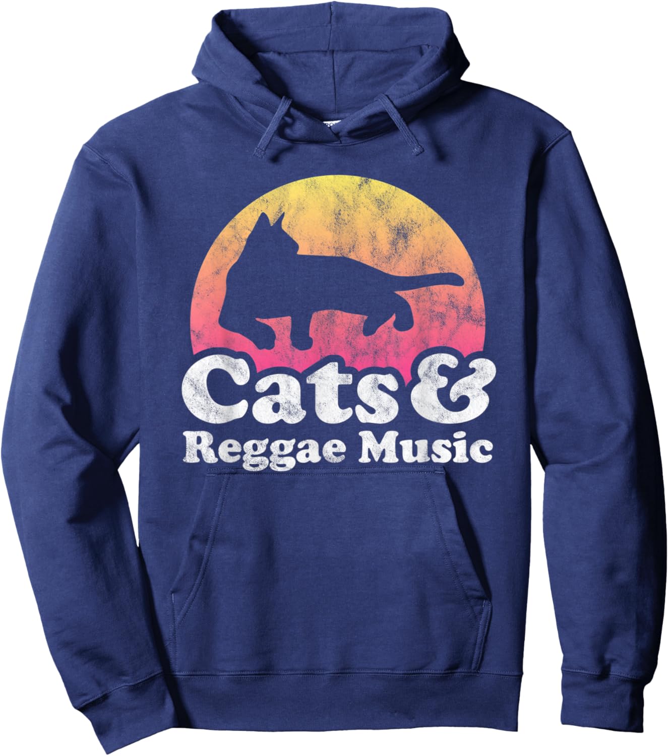 Cats and Reggae Music Men's or Women's Cat Hoodie - Hoodie | Navy