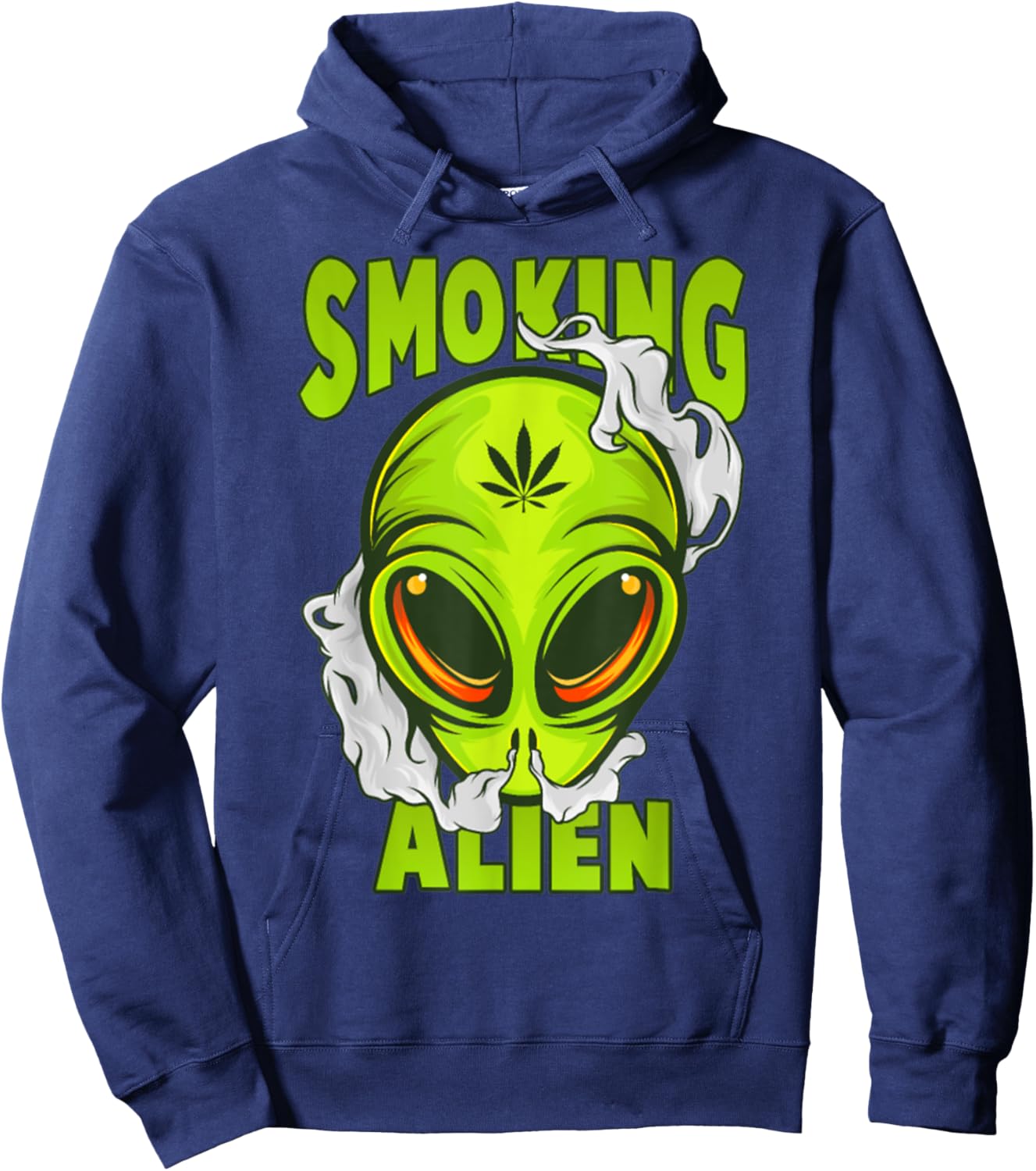 Smoking Alien Cannabis Marijuana Weed Lover Funny Stoner Hoodie - Hoodie | Navy