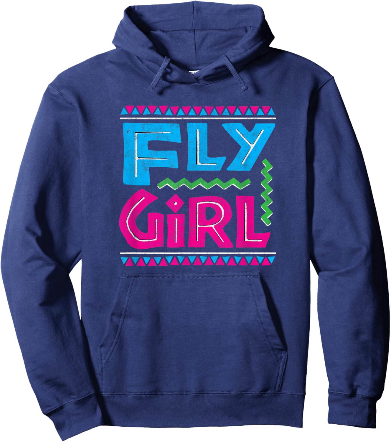 Fly Girl 80s 90s Old School Distressed B-Girl Hip Hop Hoodie - Hoodie | Navy