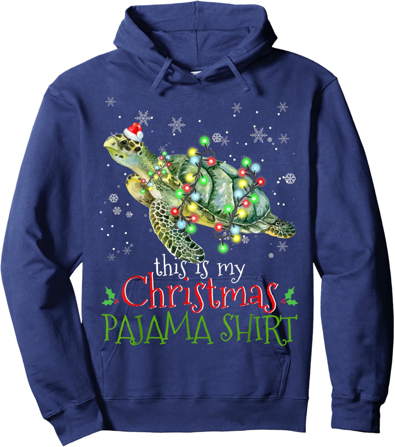 This Is My Christmas Pajama shirt Sea Turtle Christmas Hoodie - Hoodie | Navy