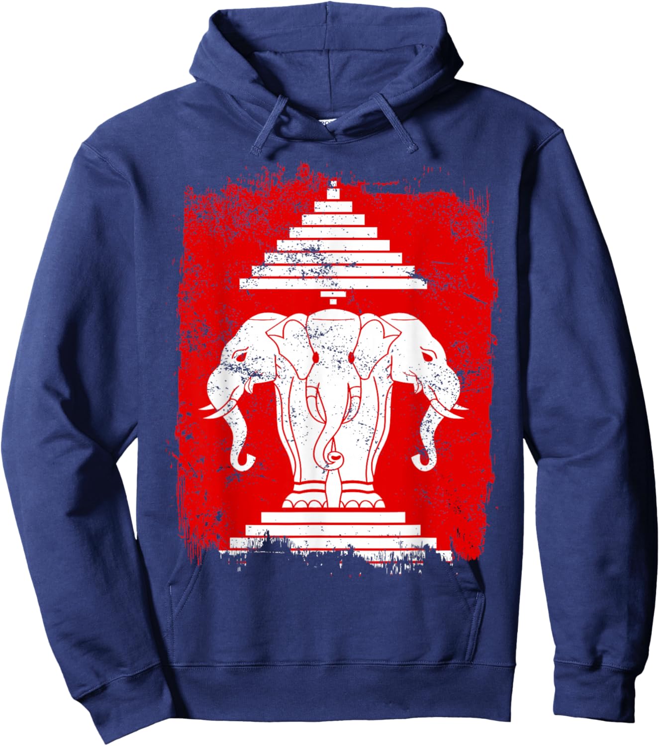 Laos Erawan Three Headed Elephant Kingdom of Laos Hoodie - Hoodie | Navy