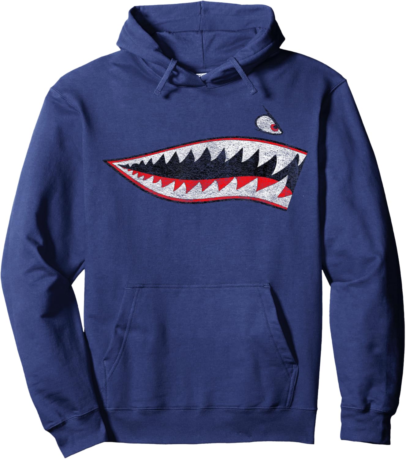 Shark Teeth Nose Art Warhawk P-40 A-10 Warthog War Plane Hoodie - Hoodie | Navy