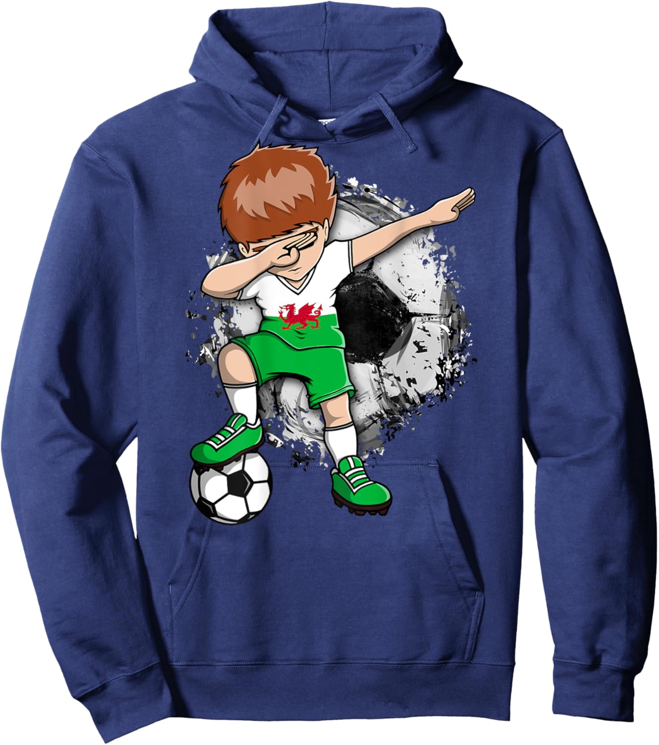 Dabbing Soccer Boy - Wales Jersey Welsh Football Lover Sport Hoodie - Hoodie | Navy