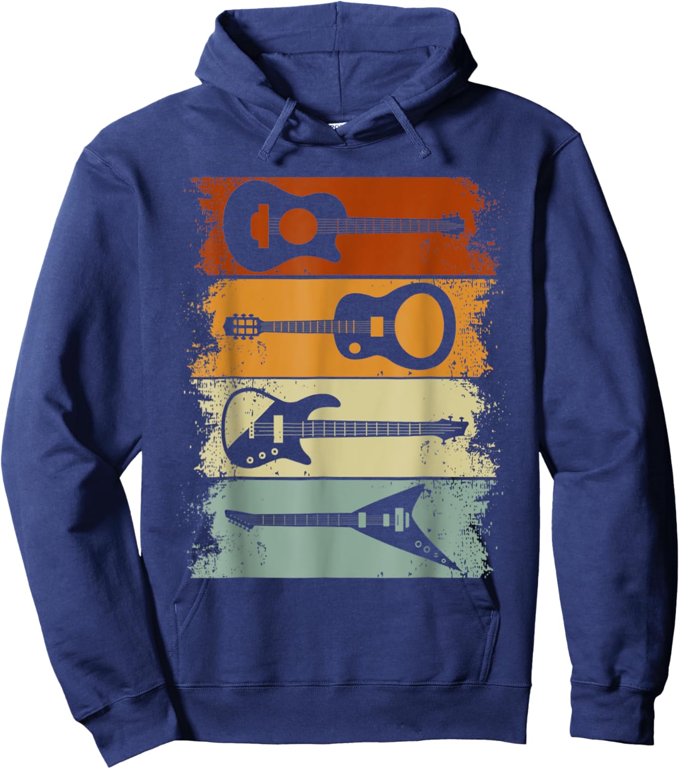 Vintage Guitar Gift Women Music Band Guitarist Stuff Hoodie - Hoodie | Navy