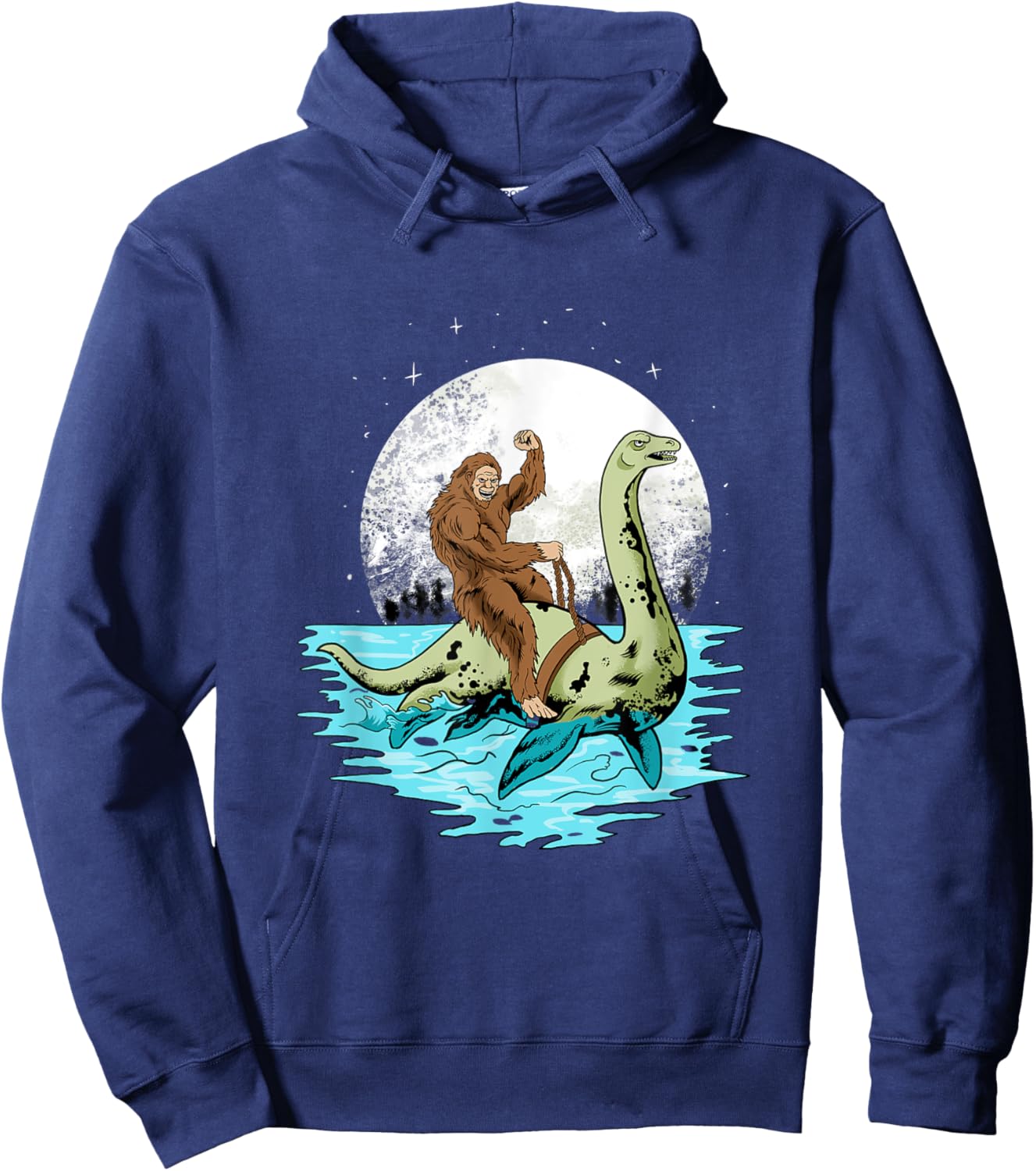 Bigfoot Sasquatch Riding The Hole Ness Monster Funny Hoodie - Hoodie | Navy