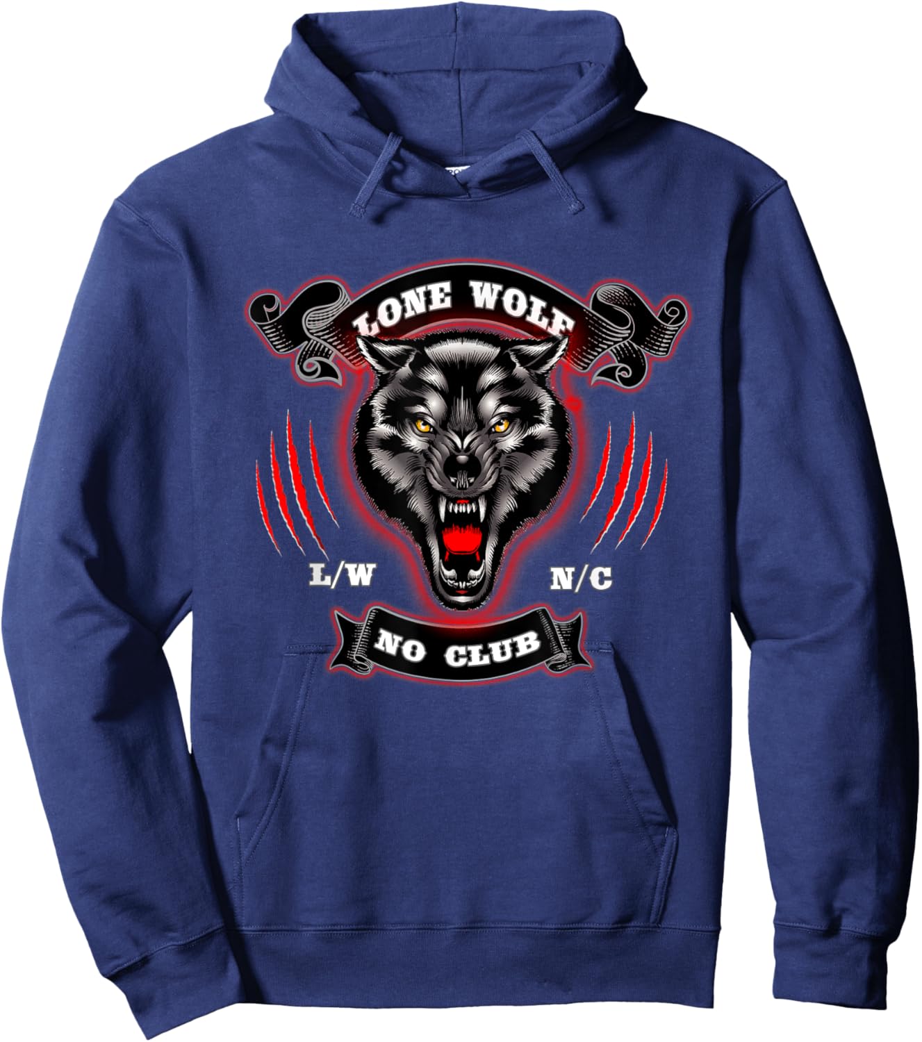 Lone Wolf No Club Biker Motorcycle Cruiser Hoodie - Hoodie | Navy