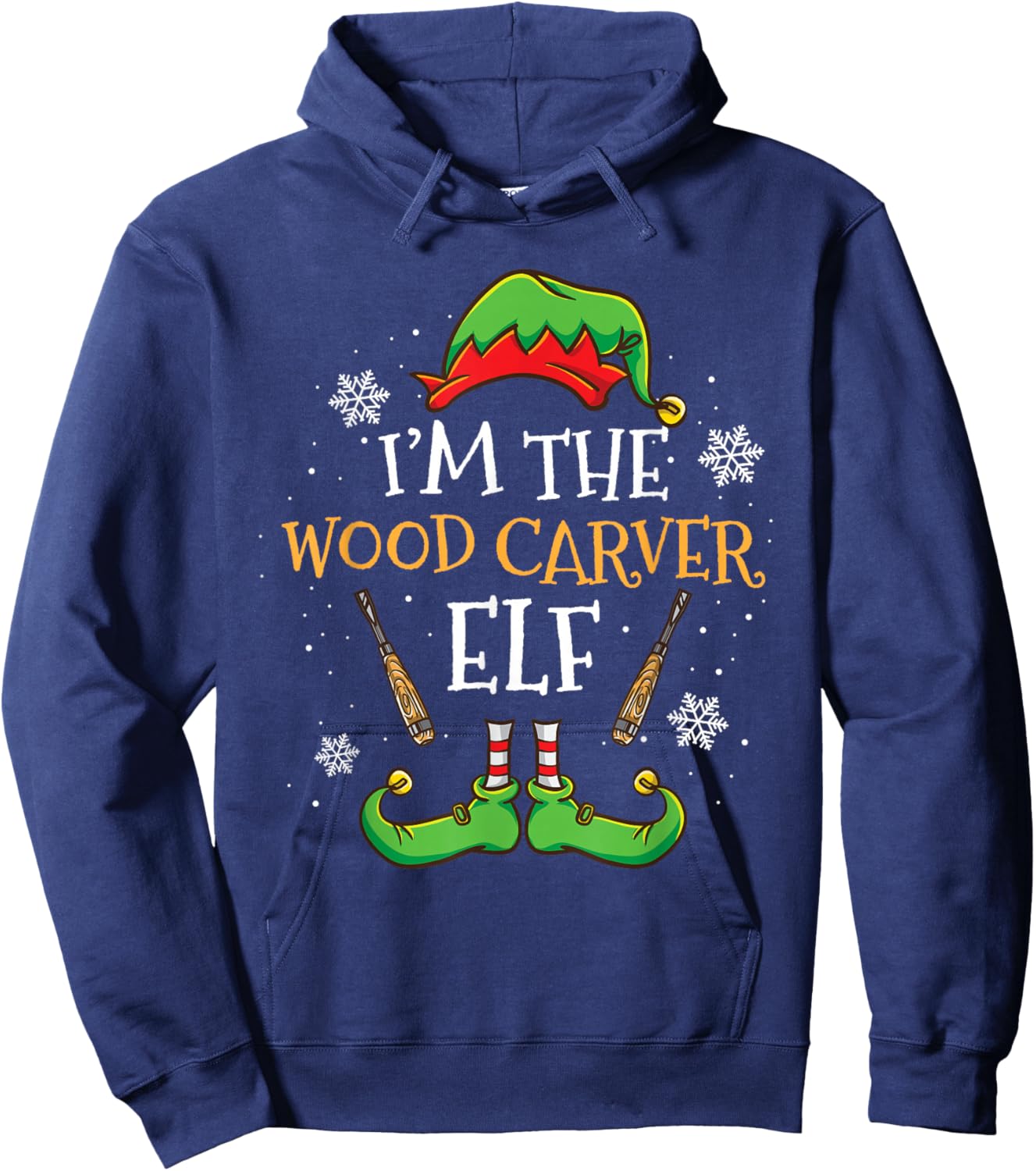 Im The Wood Carver Elf Christmas Hoodie - Hoodie | Navy