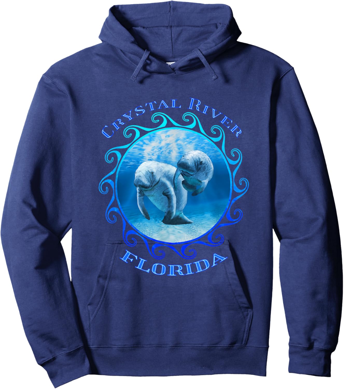 Crystal River Florida Vacation Swimming Manatees Hoodie - Hoodie | Navy