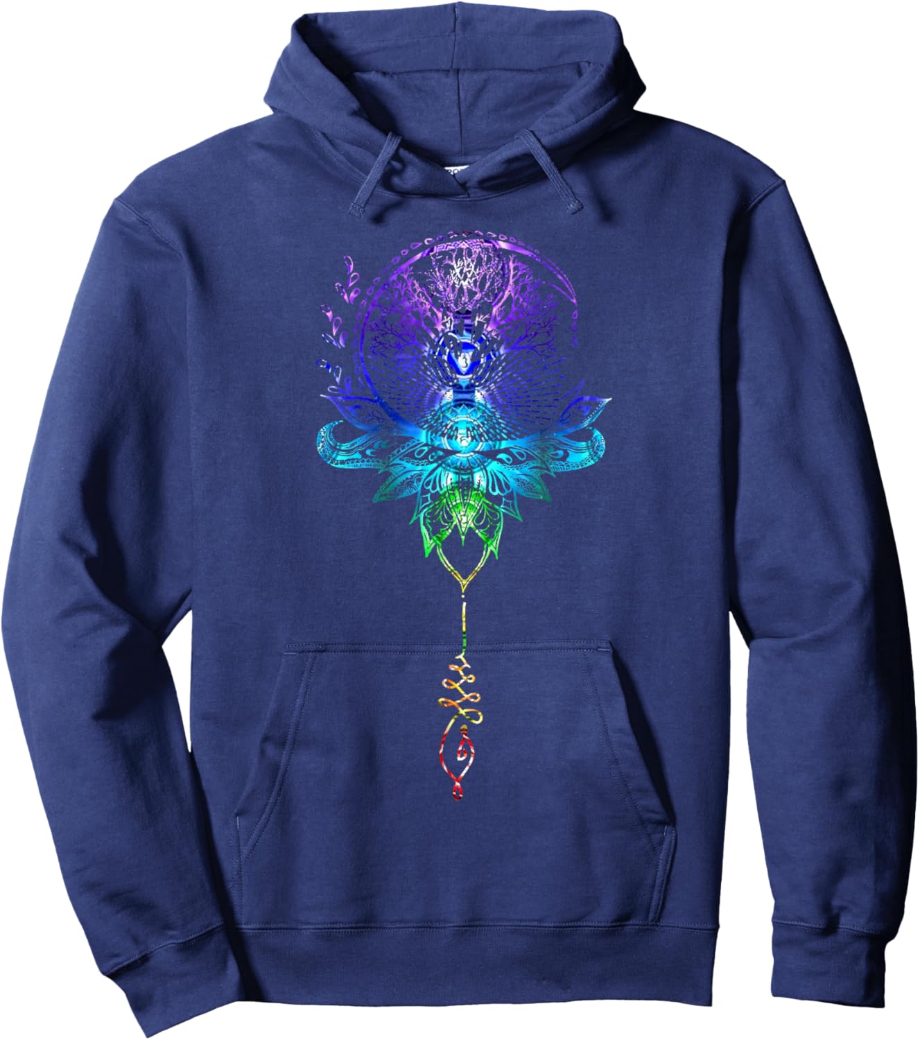 Mandala Lotus Unalome Tree of Life Chakra Hoodie - Hoodie | Navy