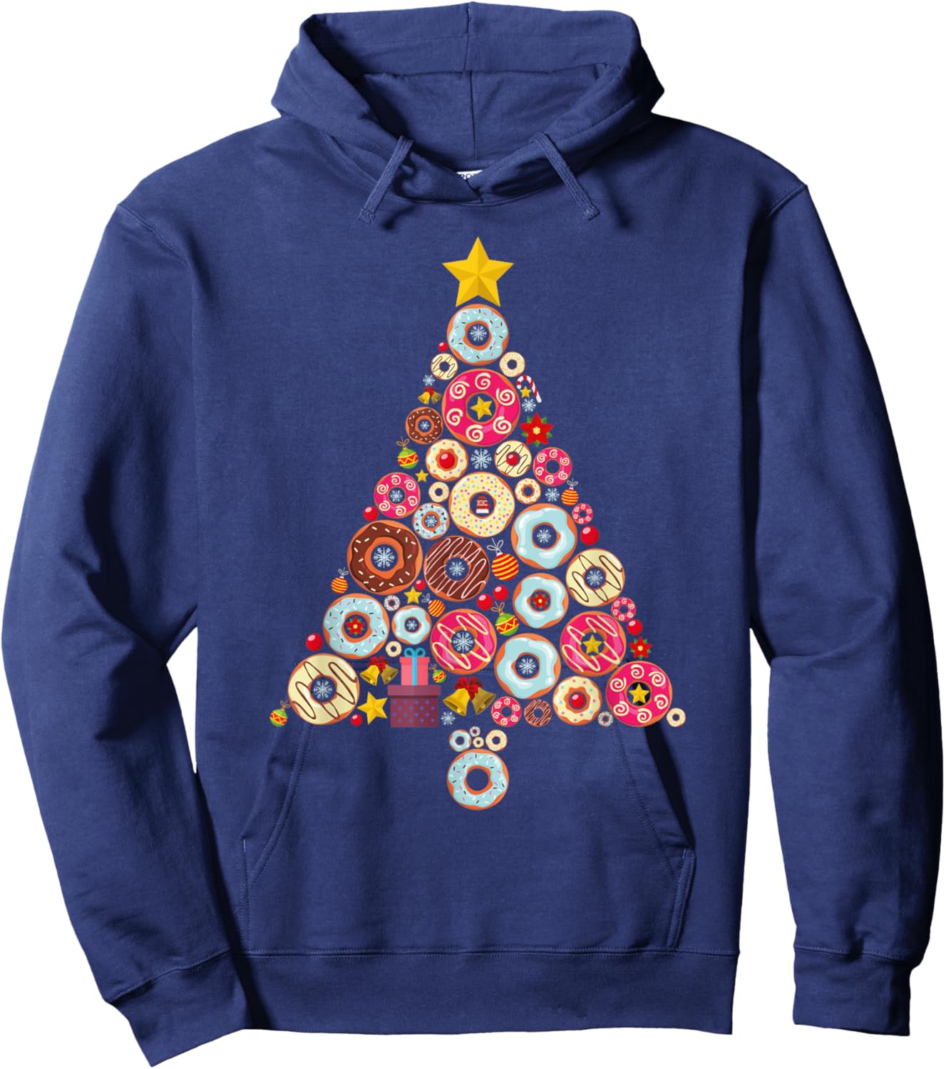 Donuts Christmas Tree Funny Doughnut Xmas Women Men Kids Hoodie - Hoodie | Navy