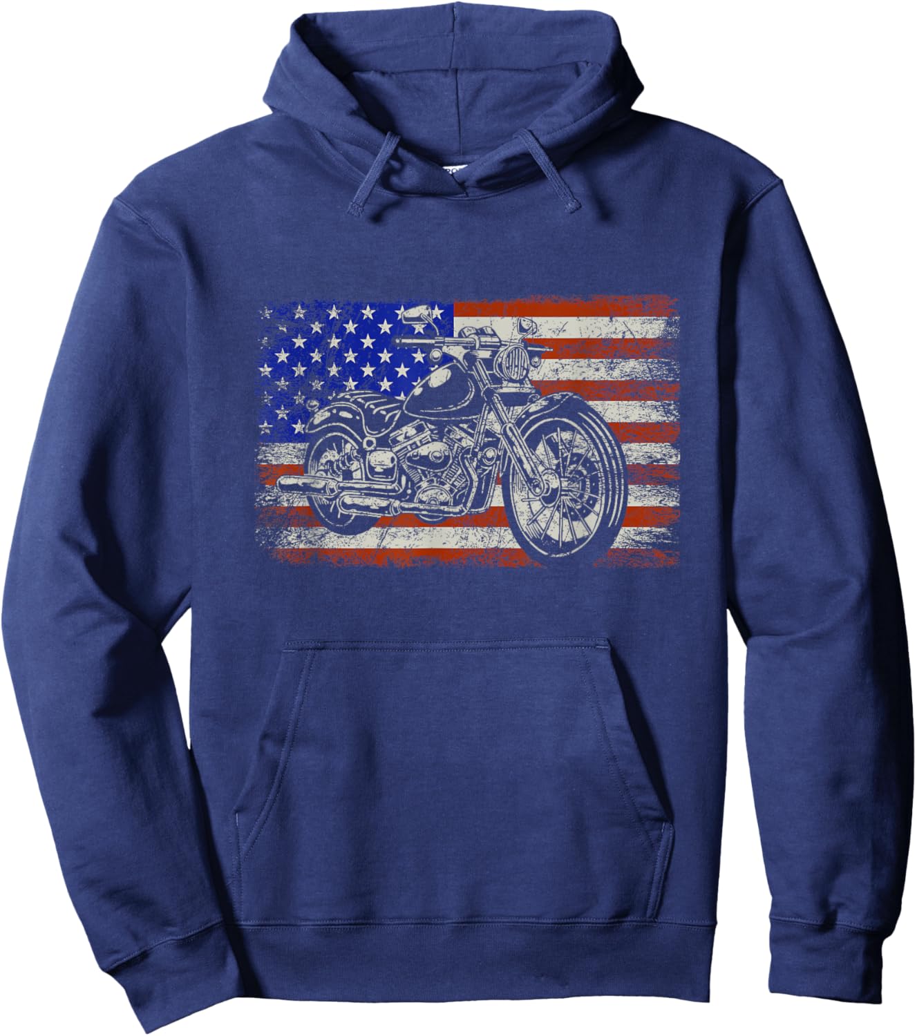 USA Flag American Pride Motorcycle Riding Biking Gift Biker Hoodie - Hoodie | Navy