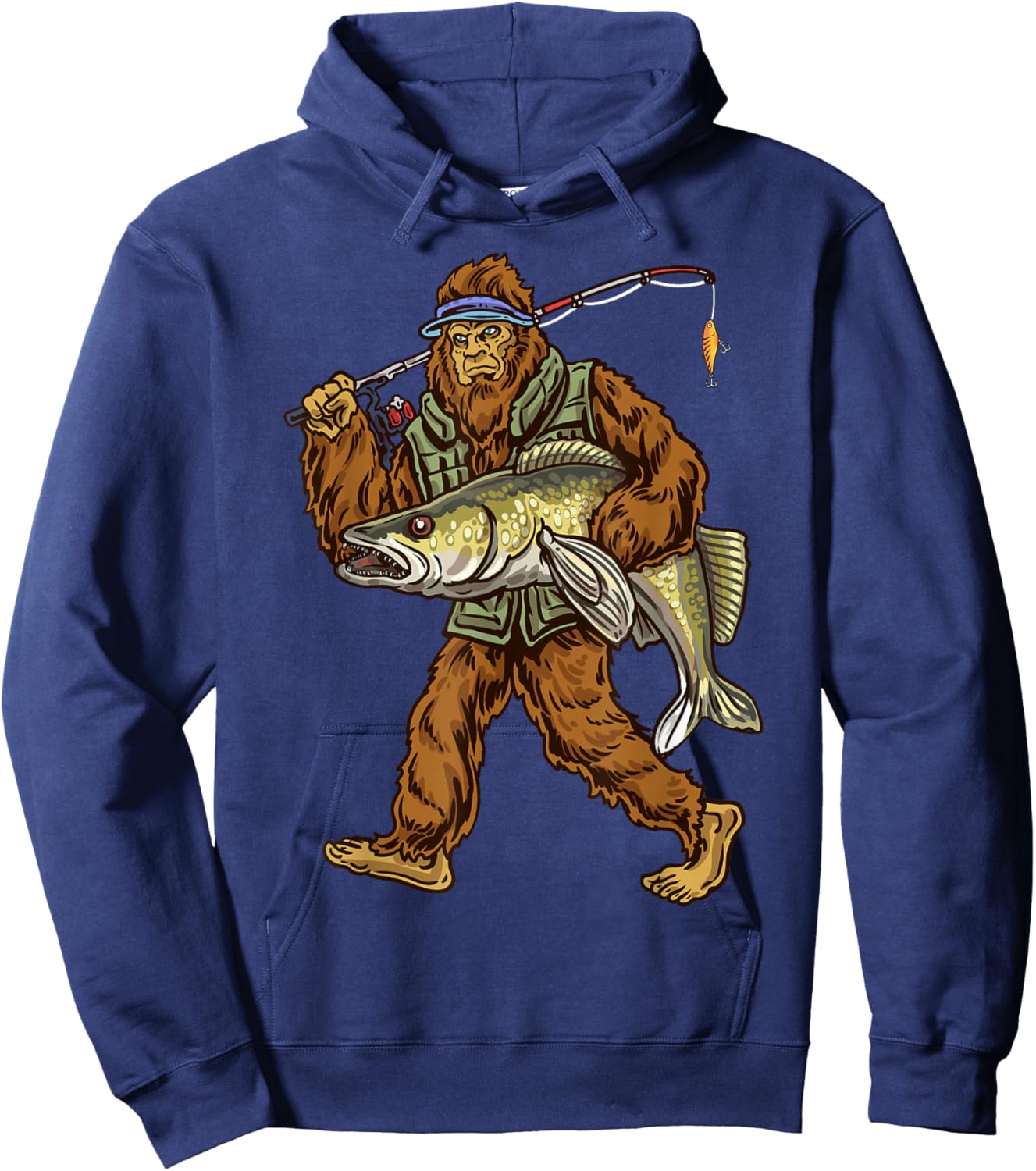 Walleye Fishing Sauger Hunting Bigfoot Fishermen Hoodie - Hoodie | Navy