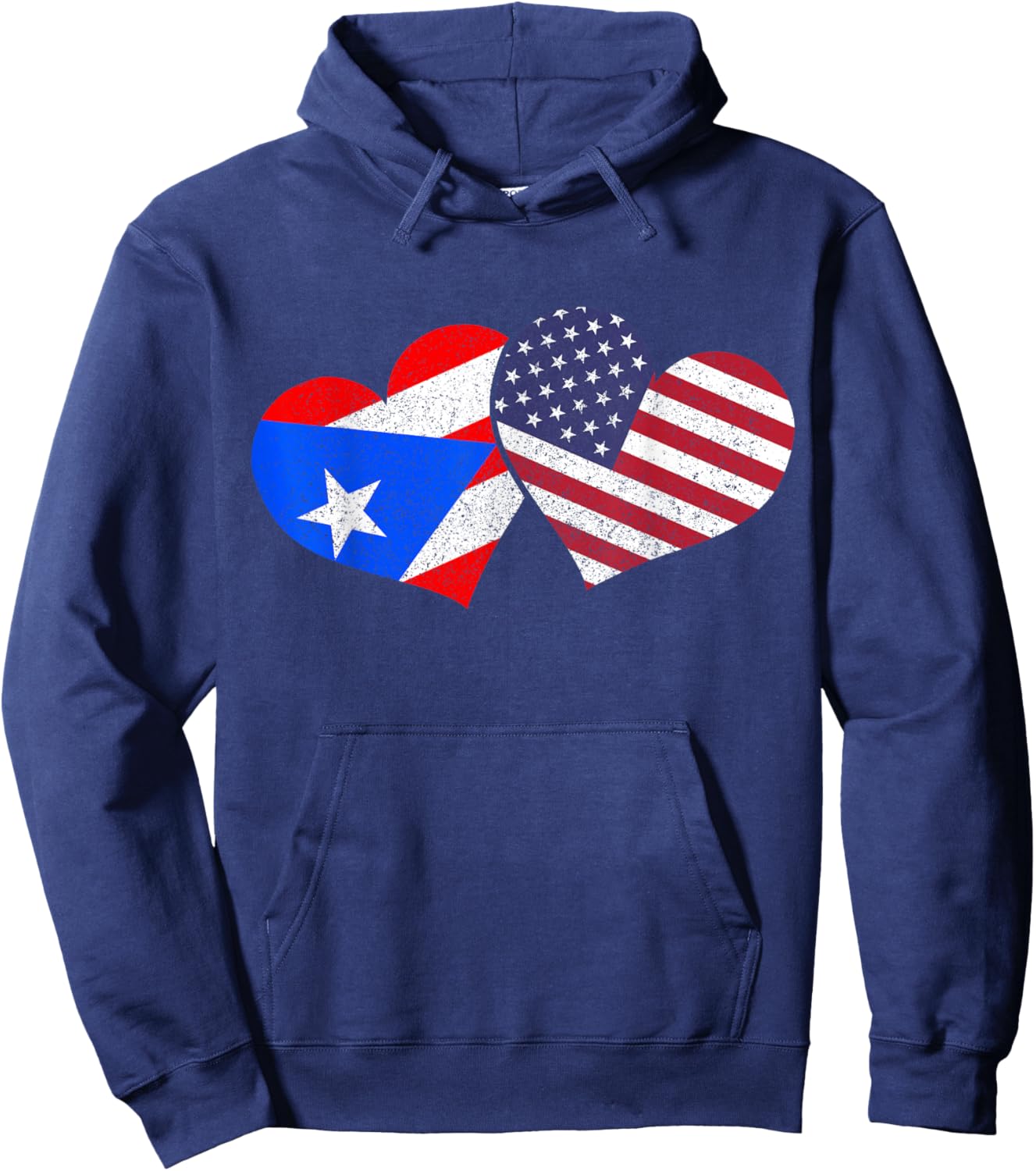 Puerto Rico & USA Pride Patriotic Puerto Rican American Flag Hoodie - Hoodie | Navy