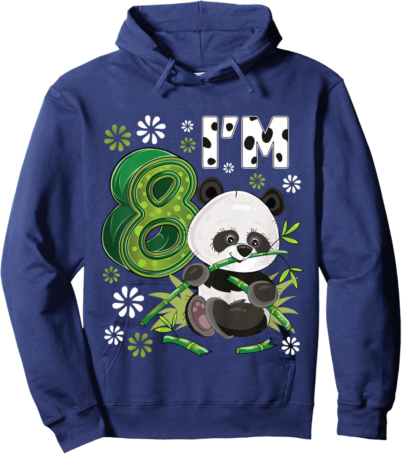 8 Year Old Panda 8th Birthday Party Animal Panda Lover Hoodie - Hoodie | Navy