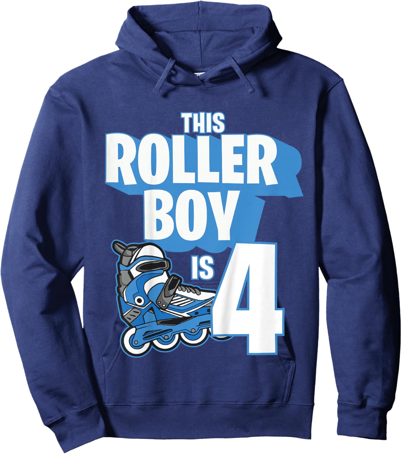 4 Year Old Birthday Rollerblading Skating Blue Kids Boy 4th Hoodie - Hoodie | Navy