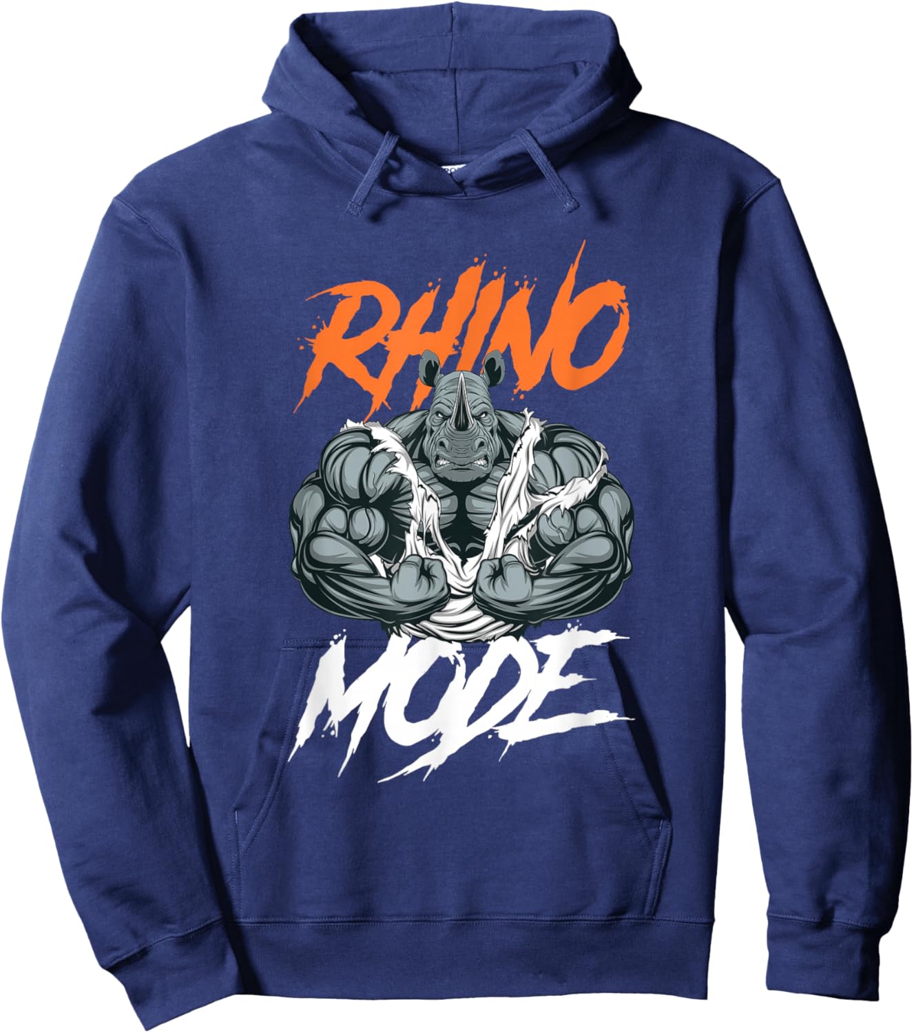 Funny Strong Rhino With Big Biceps Rhino Mode For Gym Lover Hoodie - Hoodie | Navy