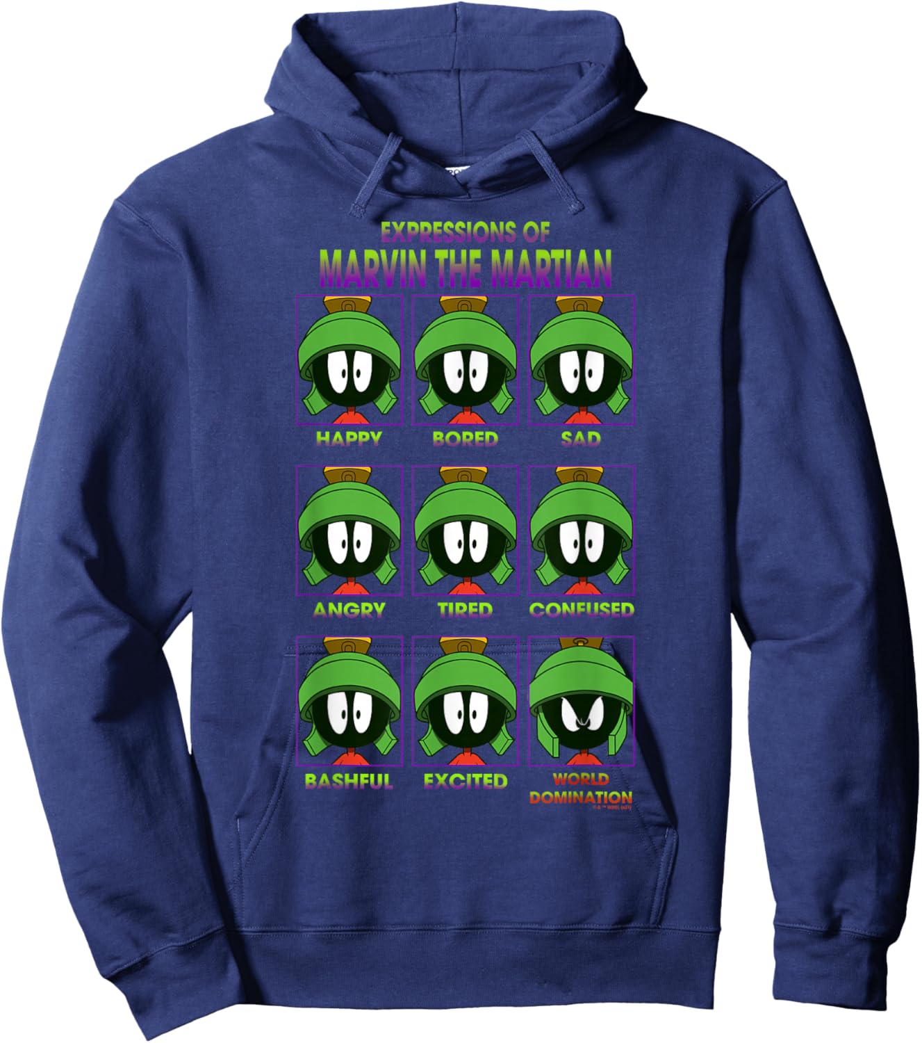 Looney Tunes Expressions of Marvin The Martian Poster Small Hoodie - Hoodie | Navy